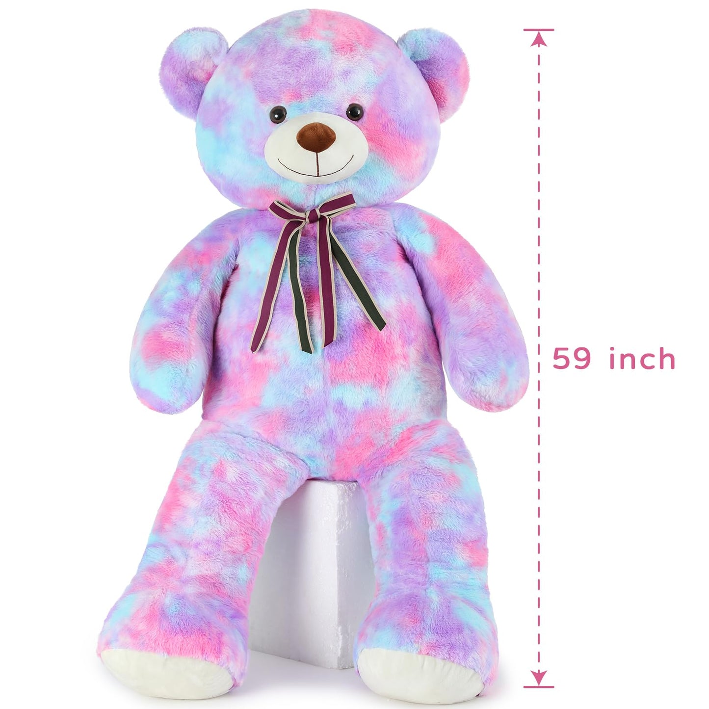 Tezituor Big Teddy Bear,Giant Rainbow Purple Teddy Bear Stuffed Animal,59 Inches Soft Plush Bear Toys,Girlfriend Baby Shower Life Size Bears Gifts for Valentines,Christmas,Birthday 5 Feet