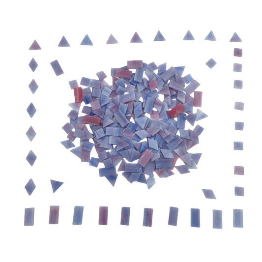 4 Shapes Mixed Glass Mosaic Tiles,Square+Diamond+Triangle+Rectangle 220 PCS Stained Glass Mosaic Pieces for Handmade Art Crafts and Home Decoration (Violet)