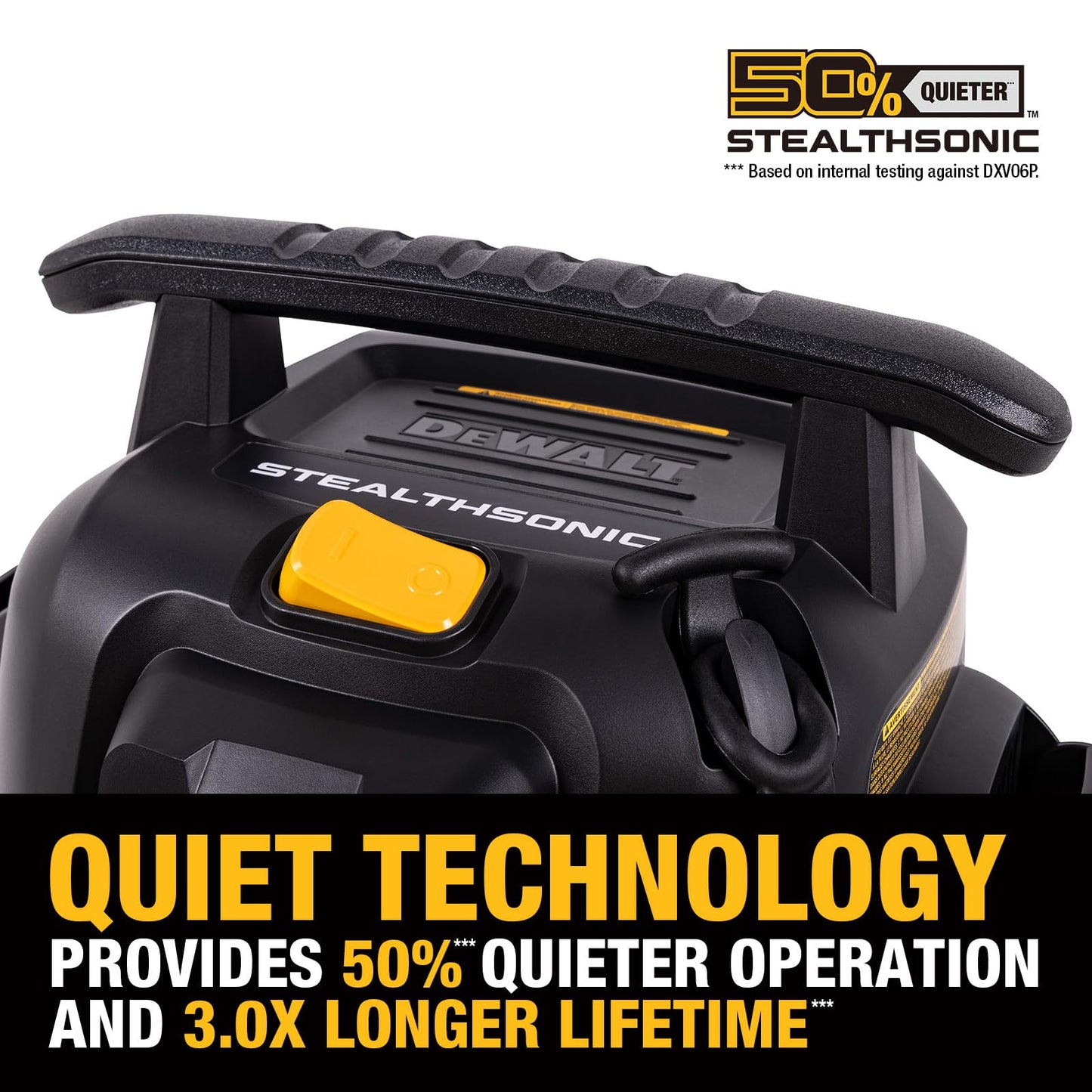 DEWALT 6 Gallon STEALTHSONIC Wet Dry Shop Vac, 5 Peak HP Shop Vacuum Wet and Dry, Ultra Quiet Shopvac with Powerful Suction, Wet Dry Vacuum Cleaner for Home, Garage, Workshop, Jobsite, DXV06P-QT
