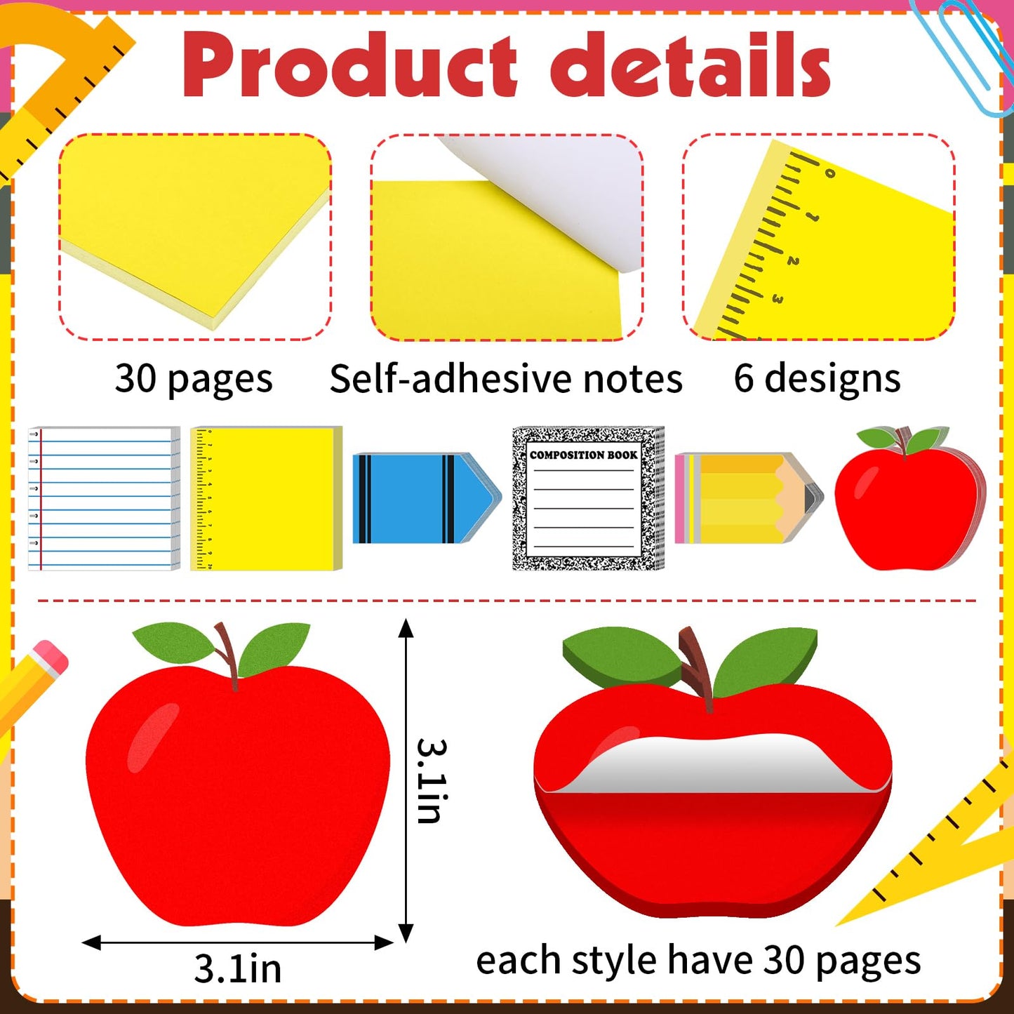 Honeydak 24 Set Composition Teacher Appreciation Gifts Bulk Thank You Teacher Gifts Bulk 24oz Tumblers Cute Composition Sticky Notes Ballpoint Pen for Mentor Lecturer Counselor School Psychologist