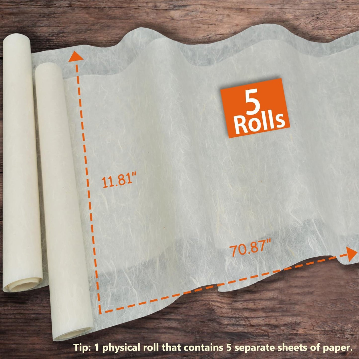Mulberry Paper Washi Paper Rice Paper for Decoupage: 5 Rolls 11.8 x 70.87 Inches Rice Paper for Printing Decoupage Art Crafts Origami DTY