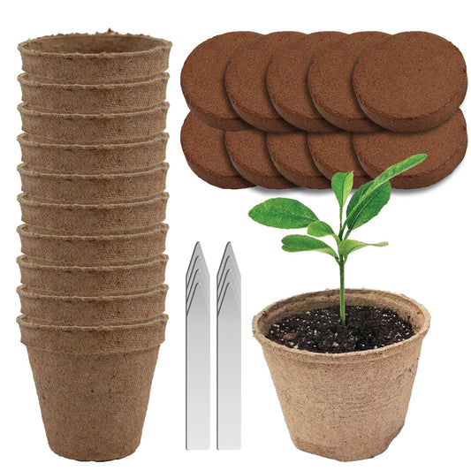 Garden Haven Seedling Starter Kit Germination Grow Cups and Soil (10 Pack) Biodegradable Peat Pots, Coco Coir Soil Discs, Plant Markers - Organic Grow Kit for Seed Germination, Indoor/Outdoor (2)