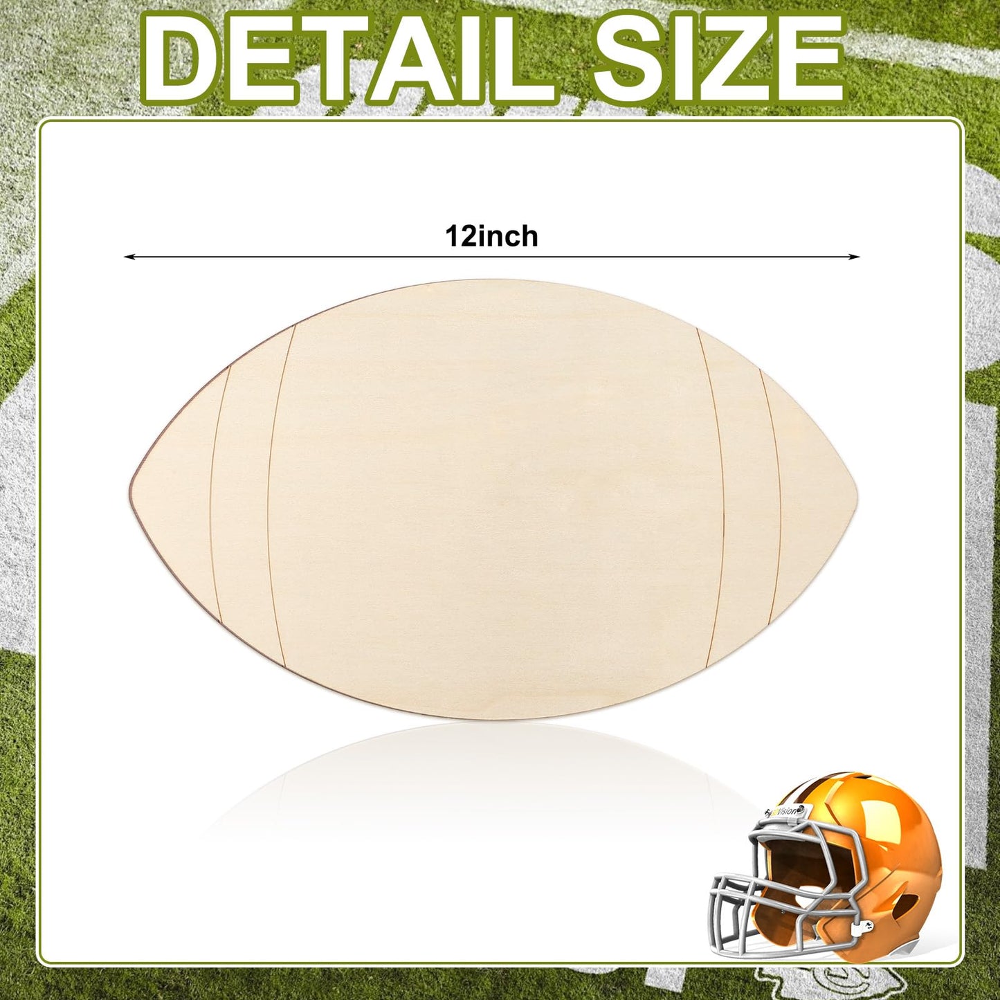 Gerrii 12 Pcs 12 Inch Wooden Football Cutouts Unfinished Wood Sports Themed Cutout Blank Wooden Football Shape Wood Hanging Slice Ornaments for DIY Craft Door Hanger Sport Themed Party Home Decoration