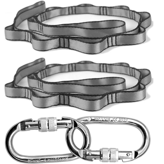 PRIOR FITNESS Yoga Straps Aerial Hammock Accessory Set, 2pcs Carabiner + 2pcs Daisy Chain r, Aerial Silk Hardware with Carabiner Daisy Chain for Yoga Swing Pilates