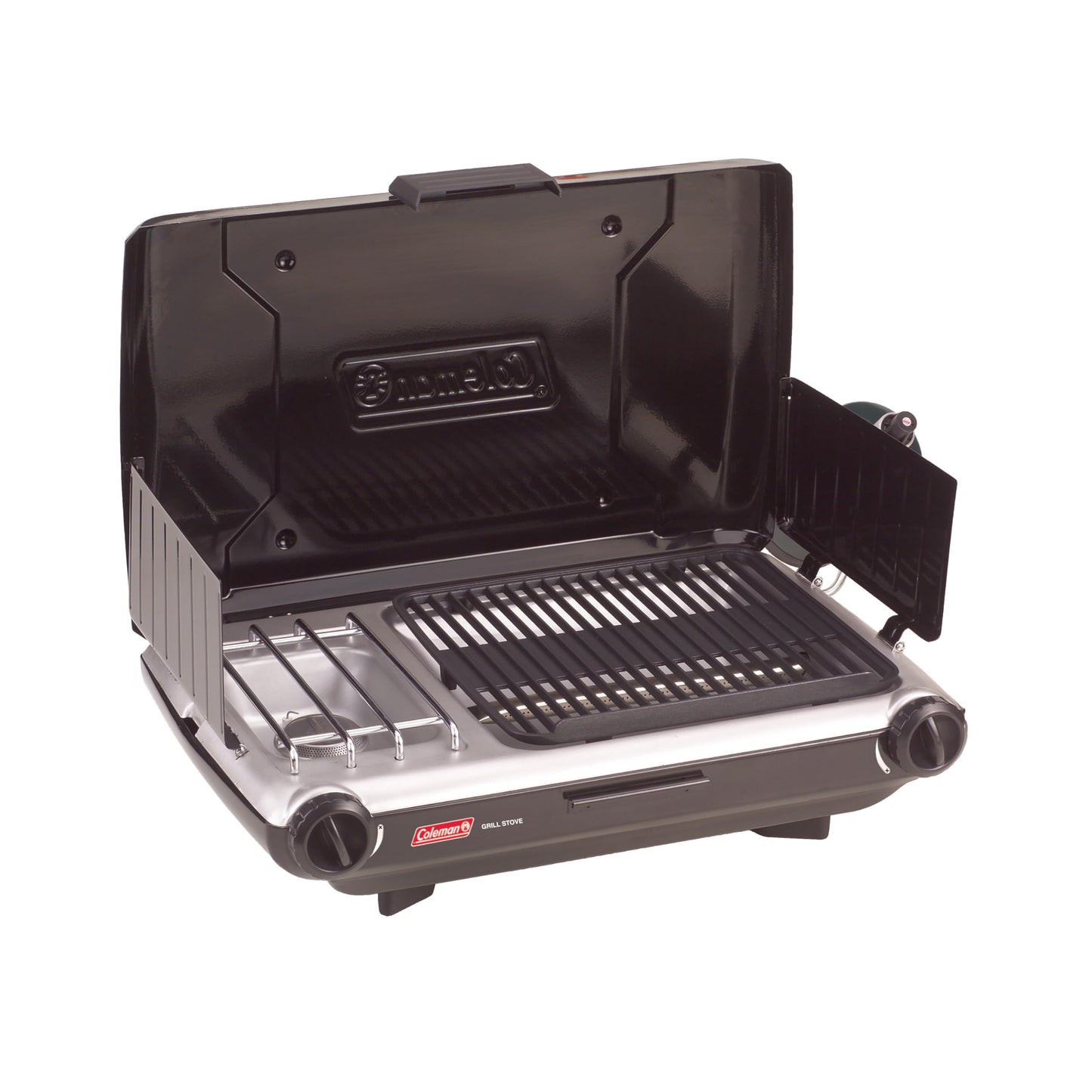 Coleman Tabletop 2-in-1 Camping Grill/Stove, 2-Burner Propane Grill & Stove with Adjustable Burners & 20,000 BTUs of Power, Great for Camping, Tailgating, Grilling
