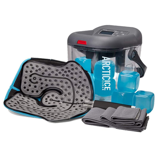 Circulating Cold Water Therapy Kit Gen 2 – Ice Machine with Universal Pad 3-Strap Wrap and 4 Cold Cubes (Arctic Ice Clear Kit)