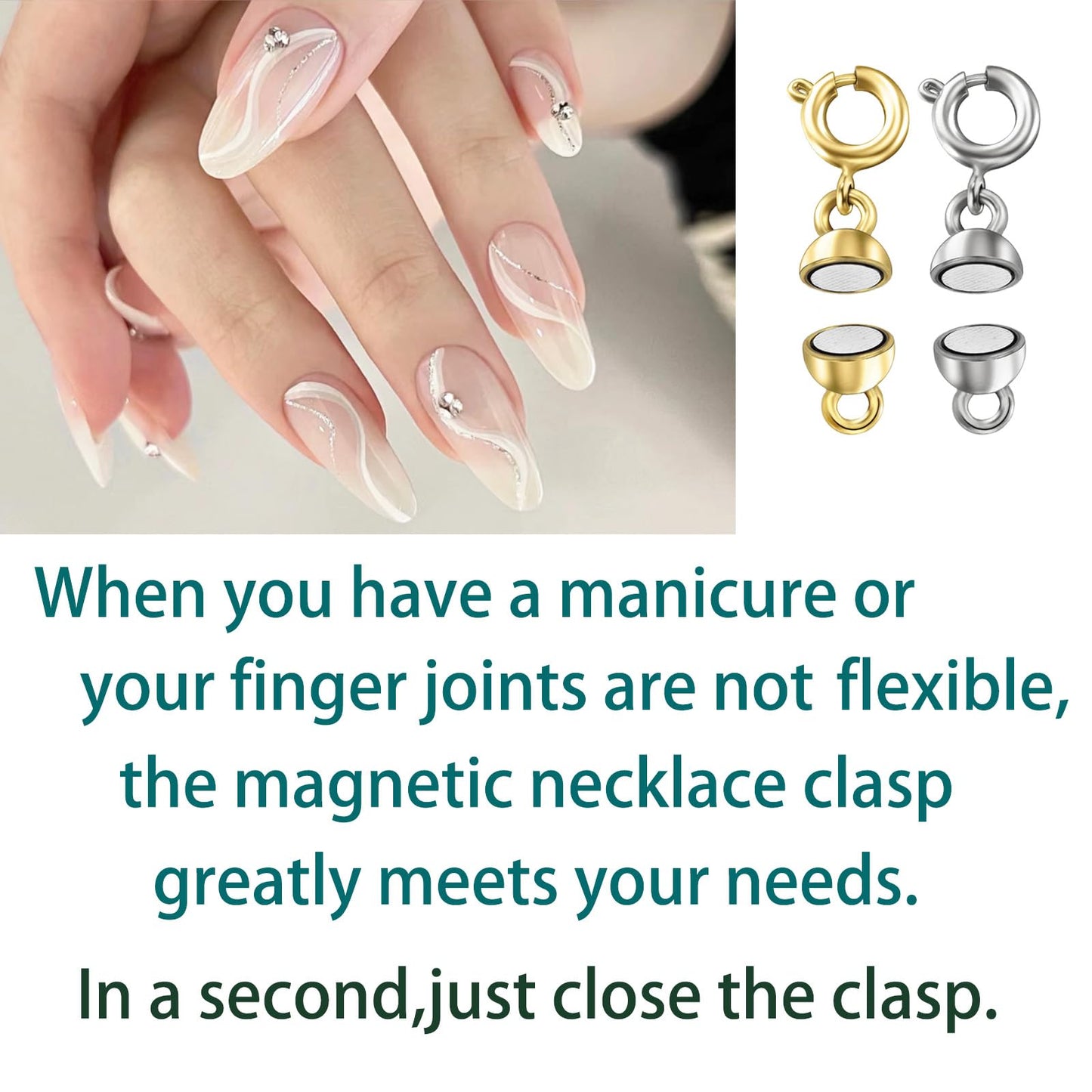 MKCYD Magnetic Necklace Clasp with Lobster Clasp,14K Gold and Silver Magnetic Jewelry Clasps for Necklace Extender Bracelet Closures (12Pcs Ruond Gold & Silver)