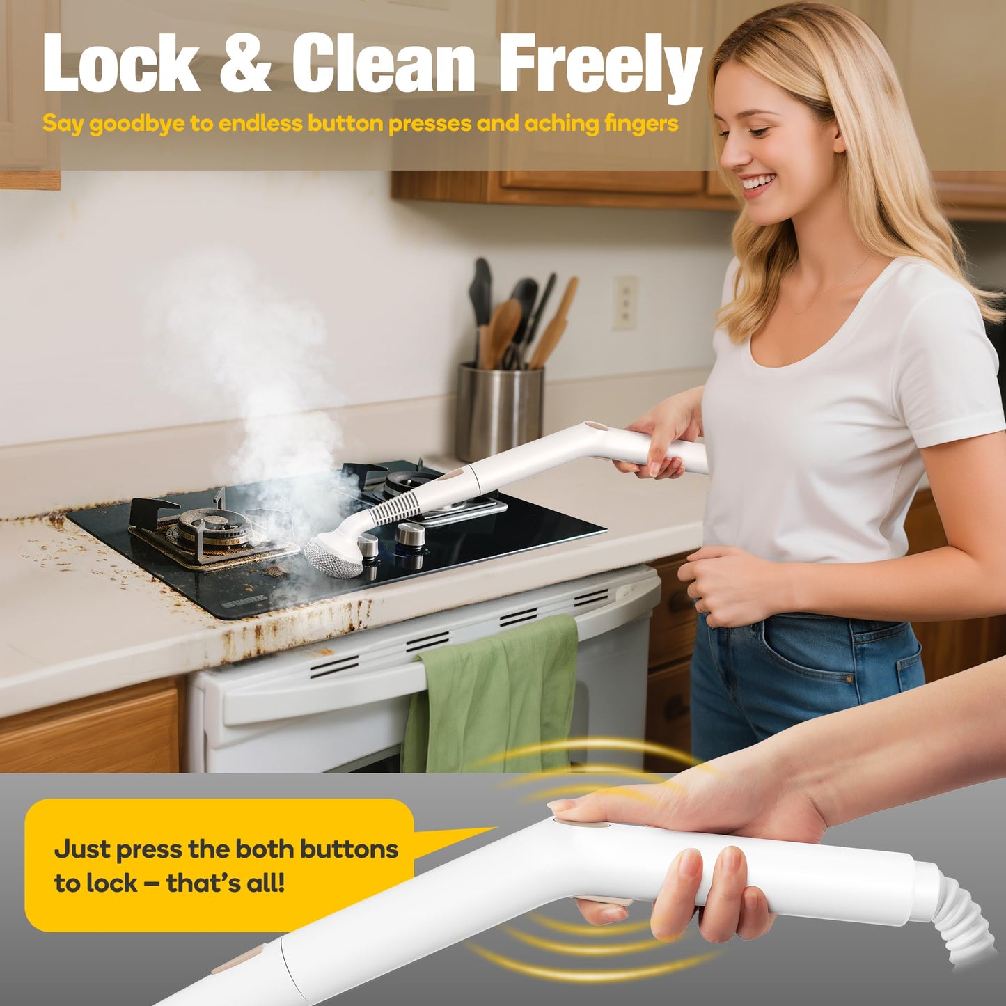 Newbealer Handheld Steamer for Cleaning, Stainless Steel Boiler, 12-Piece Accessory Kit, Max 5 Bar Pressure, Multi-Purpose Steam Cleaner for Floors, Cars, Furniture, Upholstery, and More