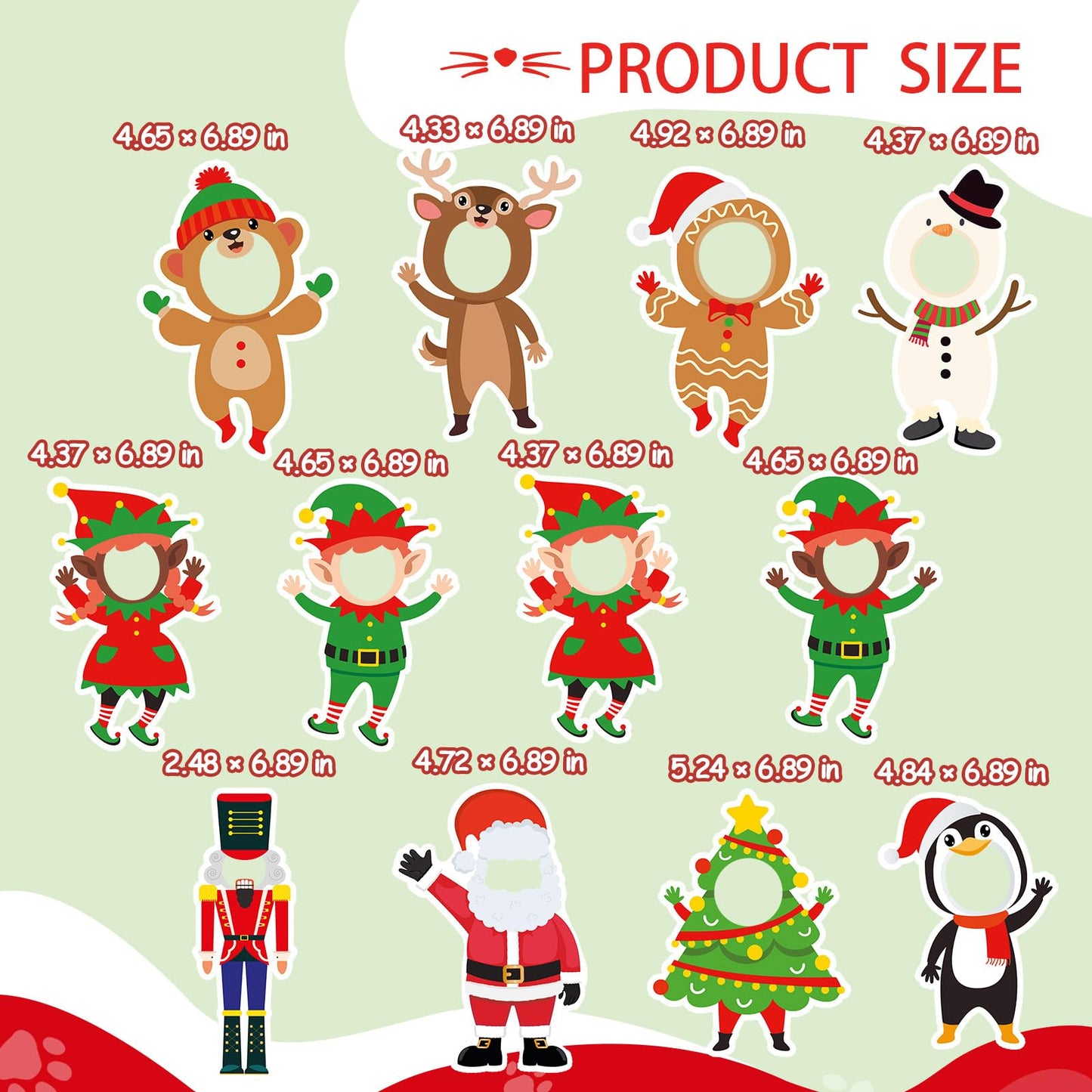 Weekgrat 48 Pcs Christmas DIY Paper Cutouts Set Gingerbread Xmas Bulletin Board Decorations Santa Snowman Christmas Cutouts Cartoon Decoration for Photo Crafts Holiday Party Classroom Home Decor