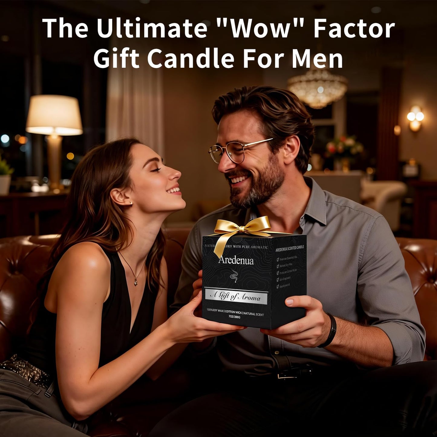 Mahogany Candle, Manly Scented Candles for Home, Masculine Candle Gifts for Men - 7oz Soy Candles for Home Scented, 50 Hours Burn Time, Perfect for Relaxing Home Fragrance