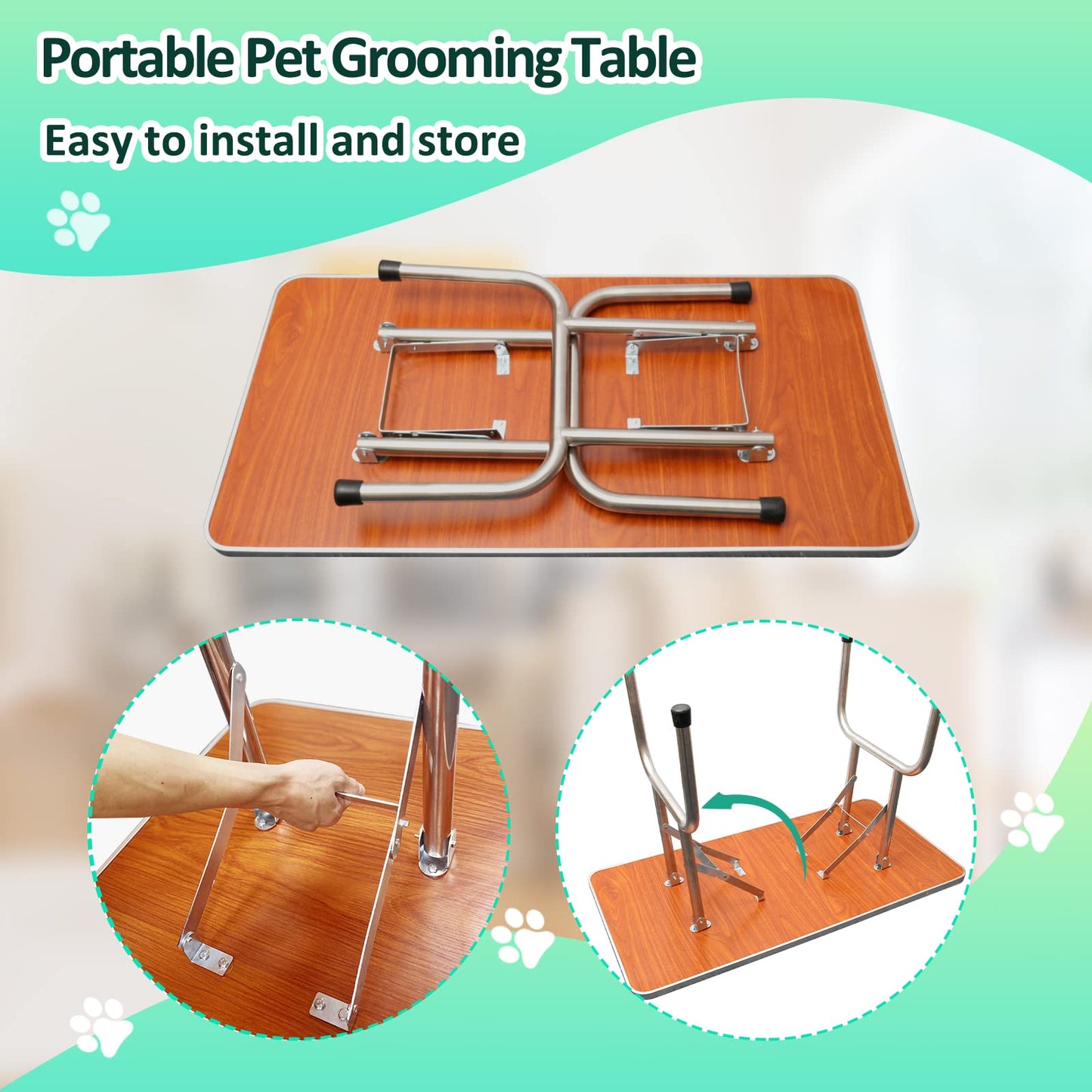 LOVMOR 42 Inch Dog Grooming Table,Adjustable Home Pet Grooming Tables with Arm/Noose/Mesh Tray