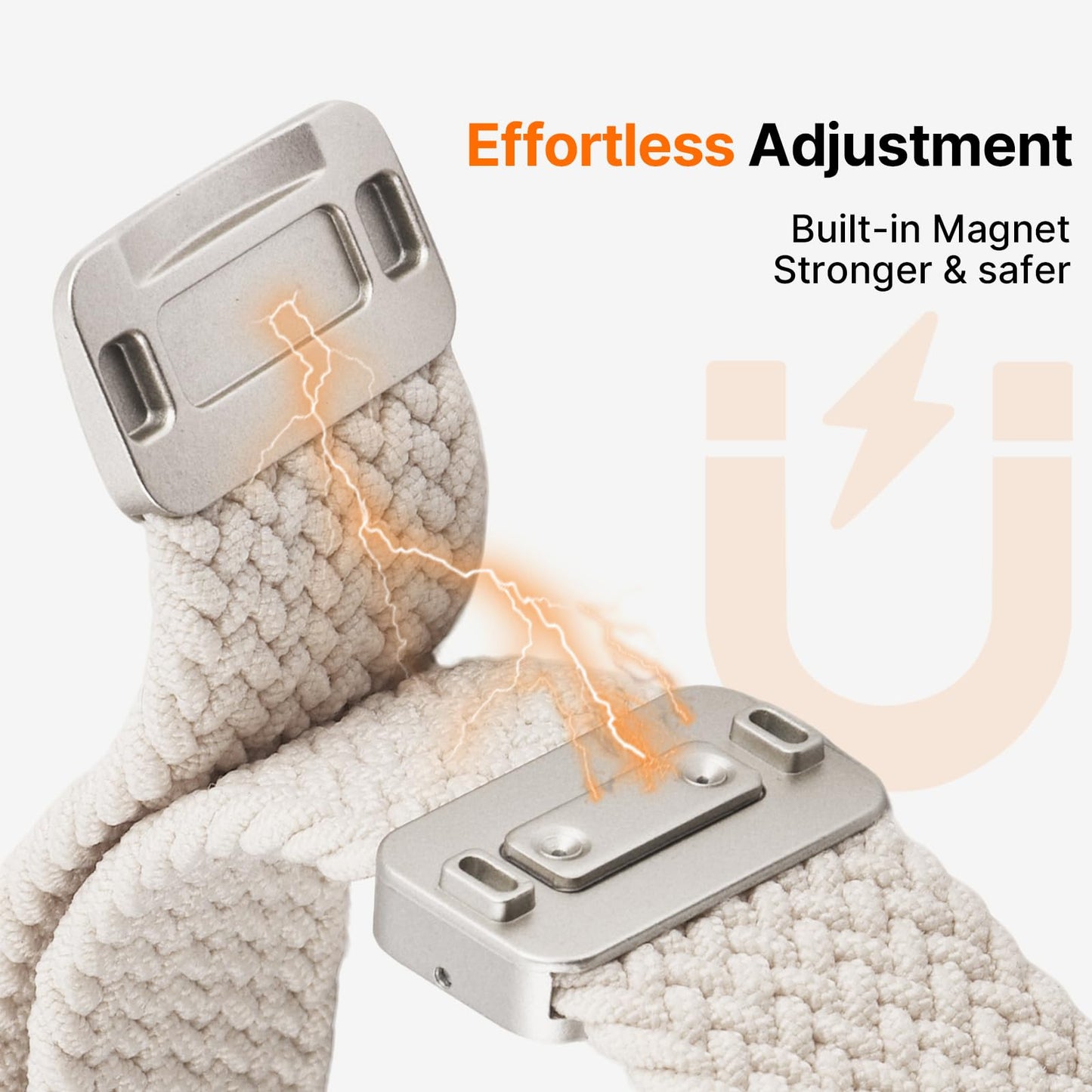 Fullmosa Magnetic Braided Watch Bands - 18mm 20mm 22mm Quick Release Watch Strap, Stretchy Nylon Solo Loop Compatible with Garmin Samsung Galaxy Amazfit for Men Women(20mm, Starlight+Black)