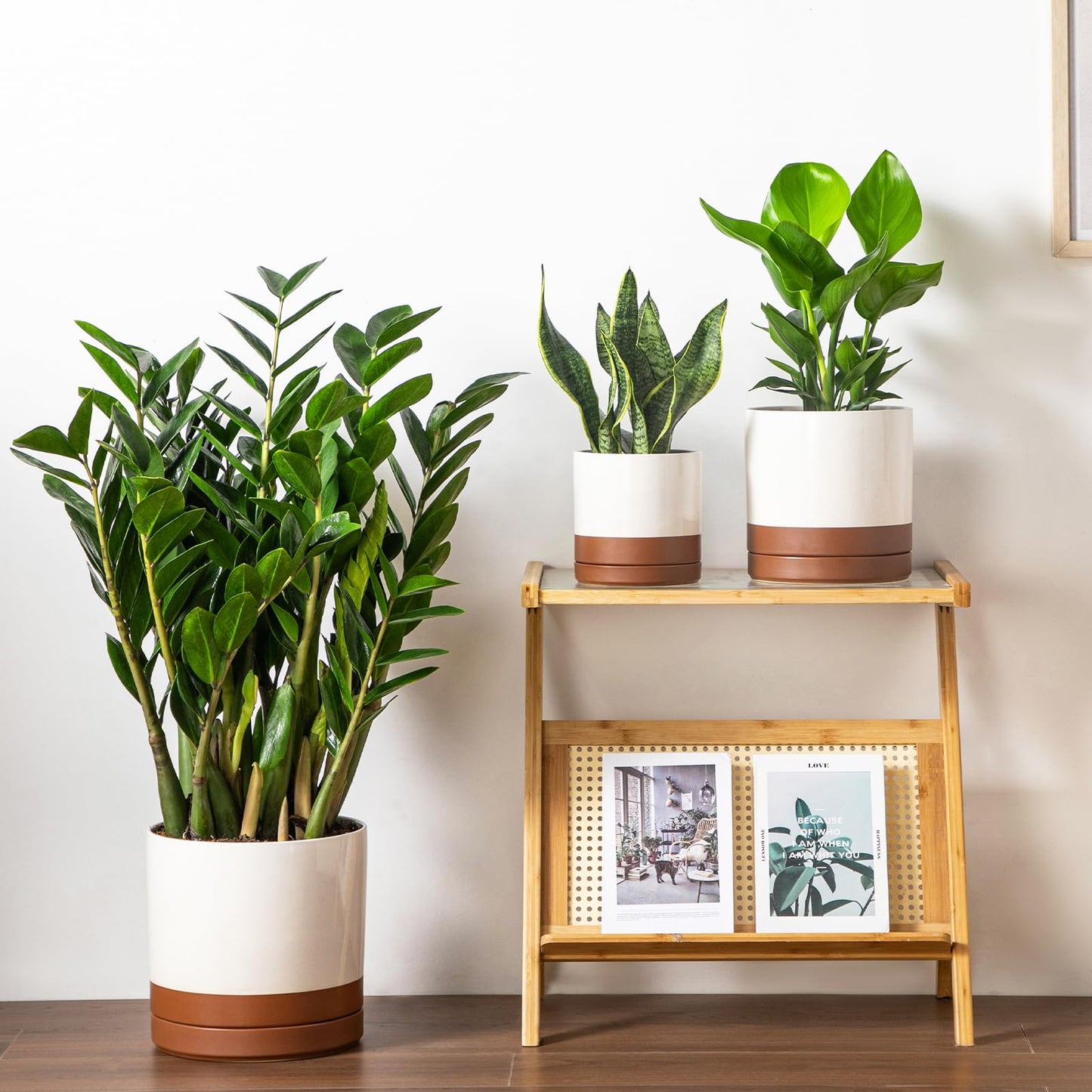 vancasso Ceramic Pots for Plants, Plant Pots for Indoor Plants, 6.25+8.25+10.25 Inch Ceramic Planters, Flower Pots with Drainage Holes, Planters Pot for Indoor House Plant, Set of 3, Khaki