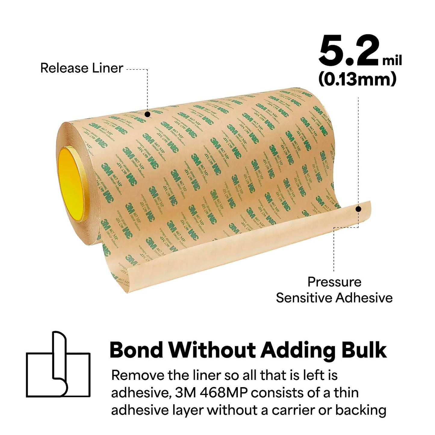 3M 468MP Adhesive Transfer Tape, 6" Width x 20yd Length (1 roll)