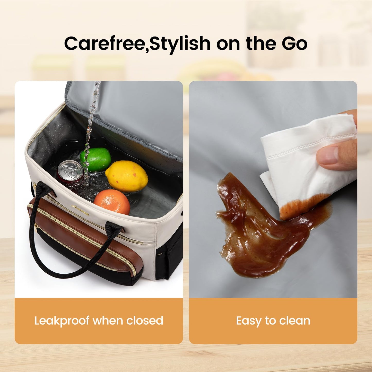 LOVEVOOK Insulated Lunch Bag Women,Wide Opening Adult Lunch Box Women,Leakproof Cooler Bag for Work Picnic Beach Family College,Lunch Teacher Tote Bag with Adjustable Shoulder Strap and Cup Holder