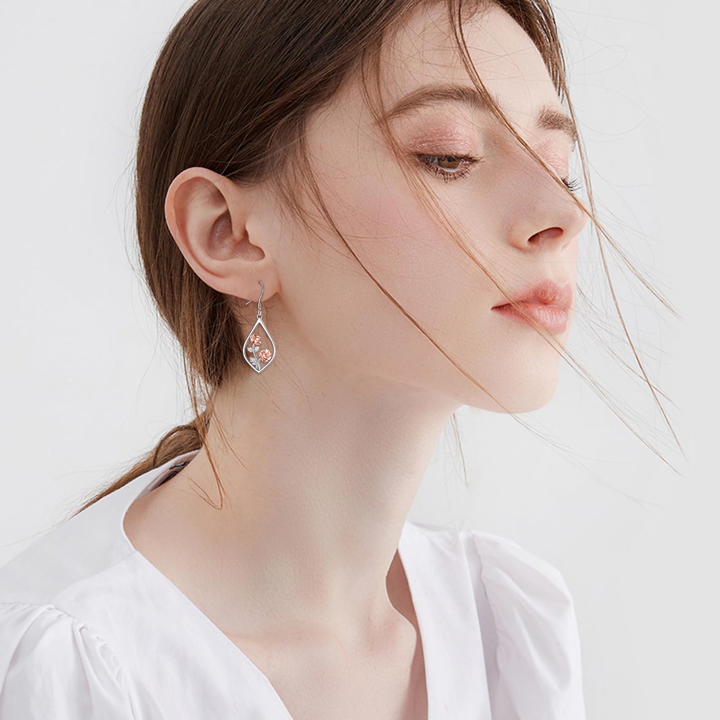 Poppy Earrings 925 Sterling Silver August Birth Flower Dangle Earrings Teardrop Jewelry Gifts For Women