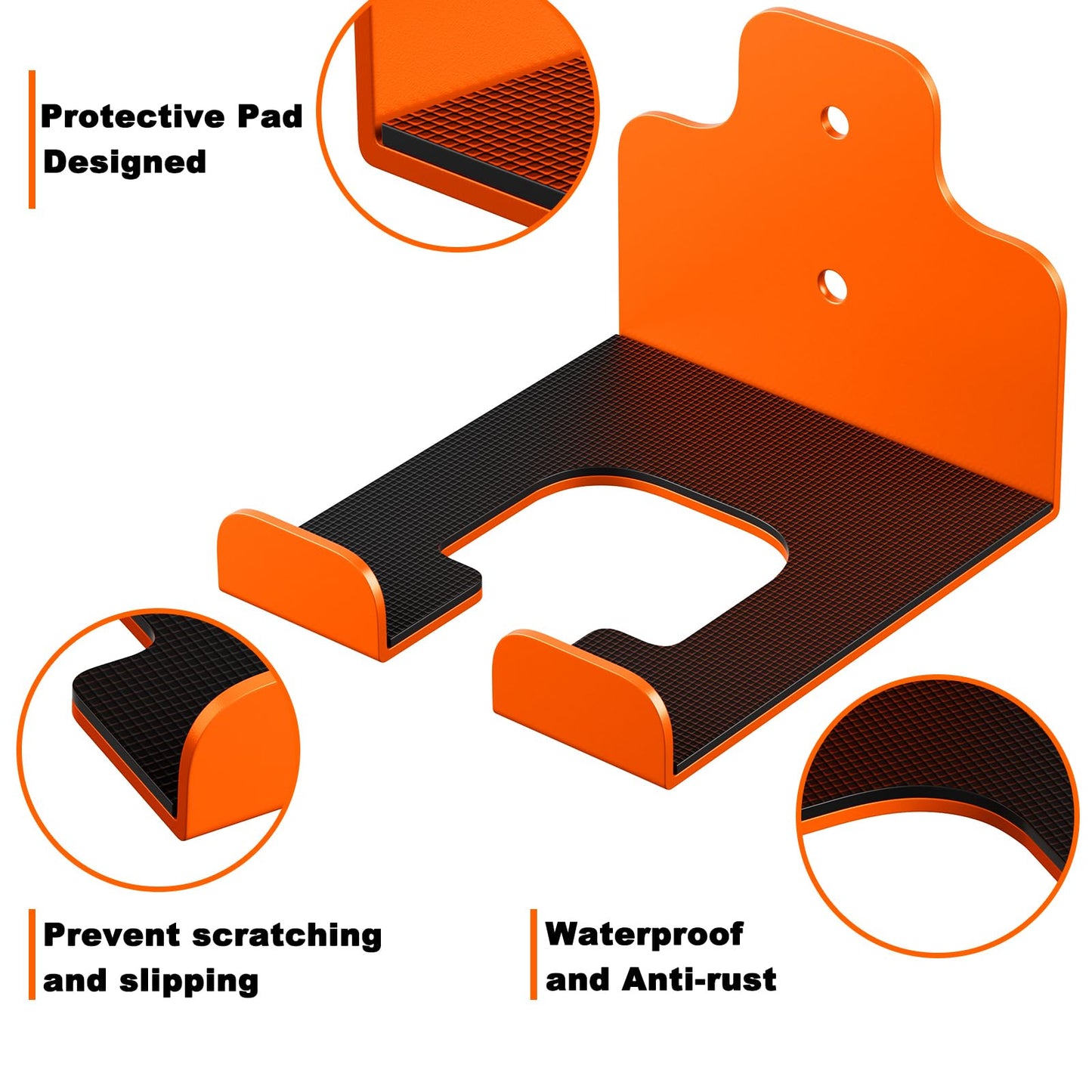 JNIHEEP Garage Organizer Trimmer Rack, Garden Power Tool Hanger Weed Whackers Holder Wall Mounted for Grass Trimmer, Hedge Trimmer, Garage Trimmer, Garden Tools,4 Pack(Orange)