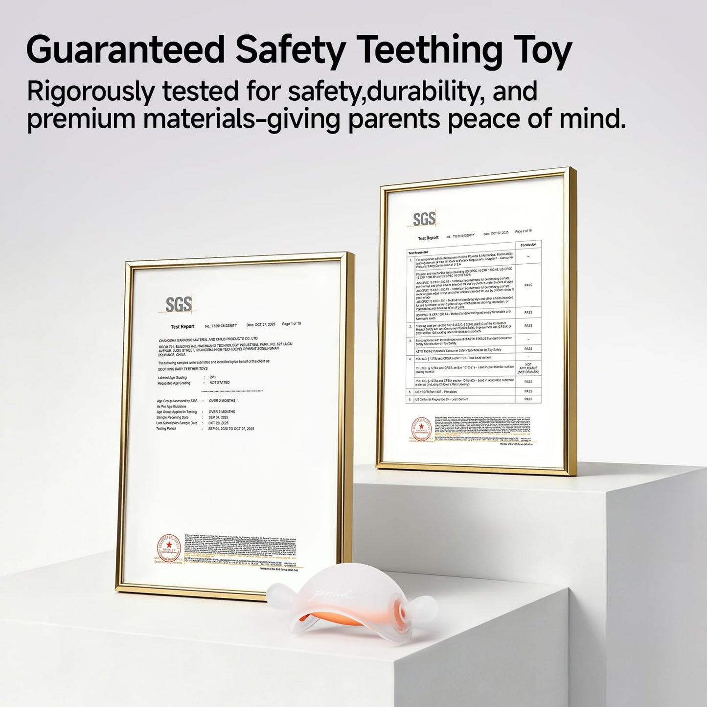 Garkoko Baby Teething Toys for Teething Relief, Silicone No-Drop Baby Teether Toys for 3-6 & 6-18 Months, BPA-Free Infant Chew Toy