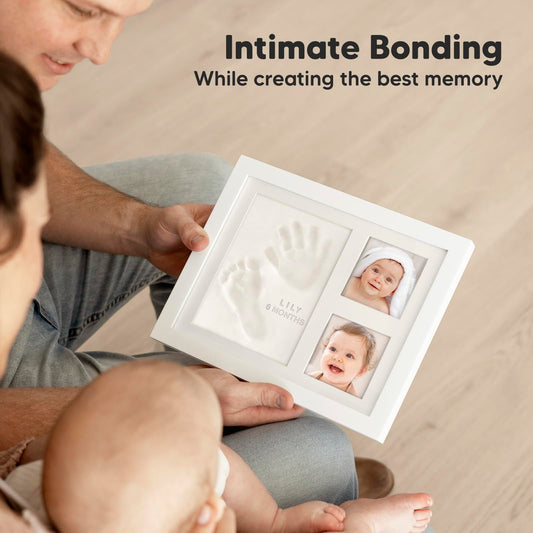 Baby Hand and Footprint Kit - Quick Dry Clay Baby Footprint Kit, Pets Paw, Newborn Keepsake Picture Frame for Boys, Girls, Personalized New Mom Gifts for Shower & Registry, Mother's Day (Alpine White)