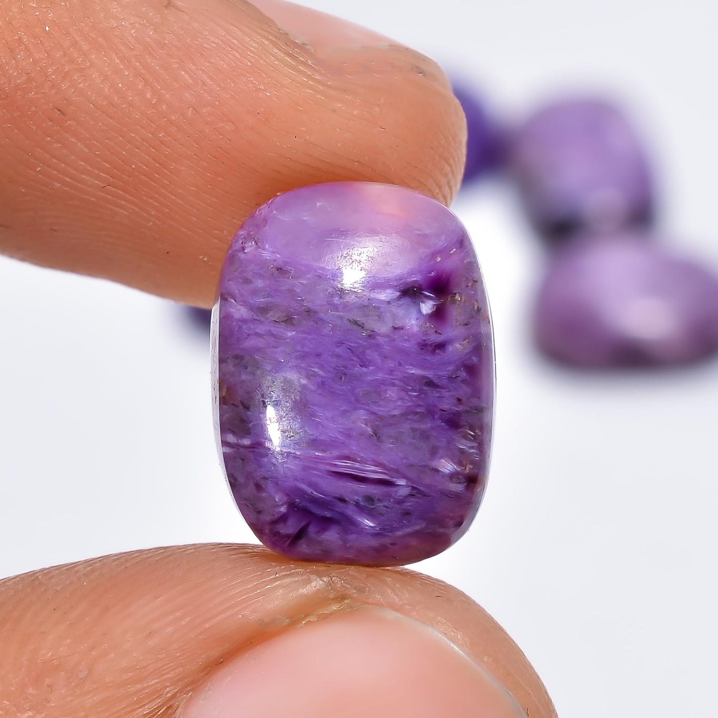 2 PCS, 14X10 MM, AURA GEMS Natural Charoite, Cabochon, Radiant Shape, Jewelry Making Stone Supply, Chakra Energy Healing Gemstone, Real Crystal, Birthstone, Wholesale deal