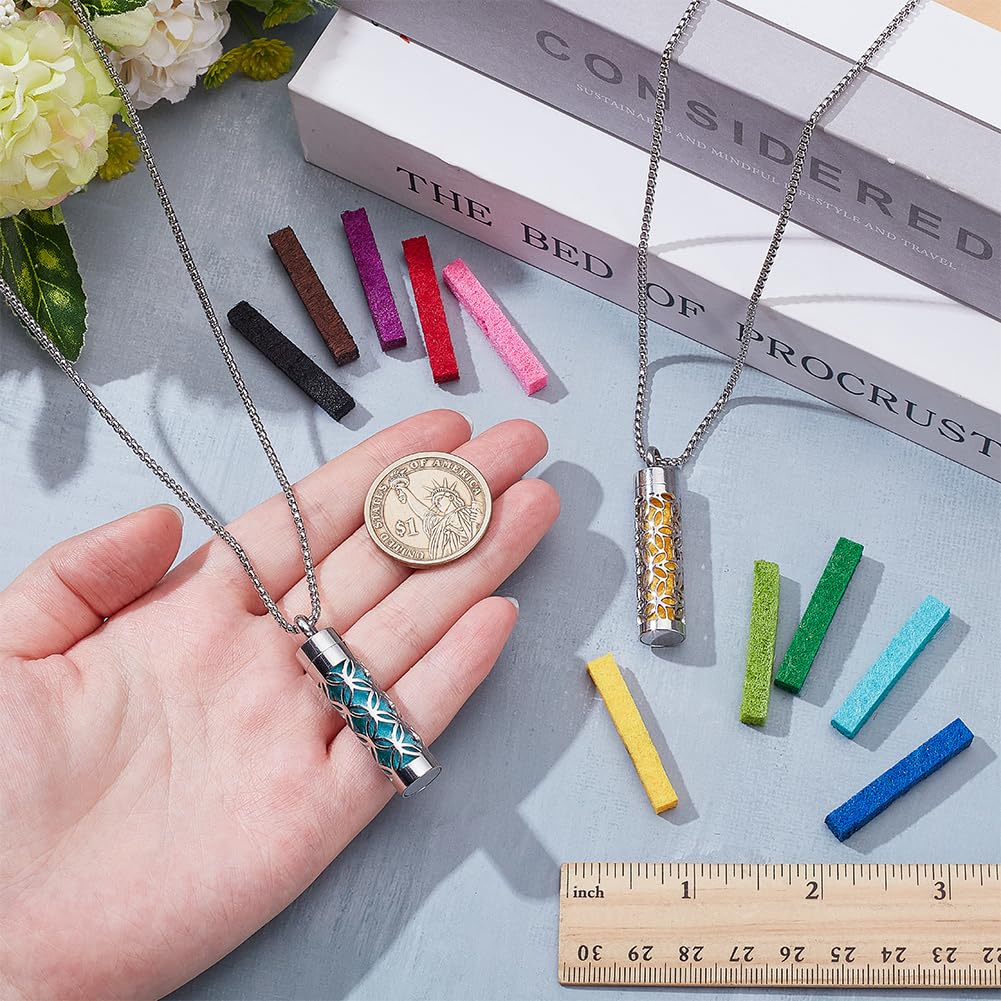 WADORN 2 Styles Essential Oil Diffuser Necklace, Aromatherapy Aroma Locket Pendant with 20Pcs Refill Pads Stainless Steel Scent Necklace Charms for Men Women Birthday Essential Oil Jewelry Gift