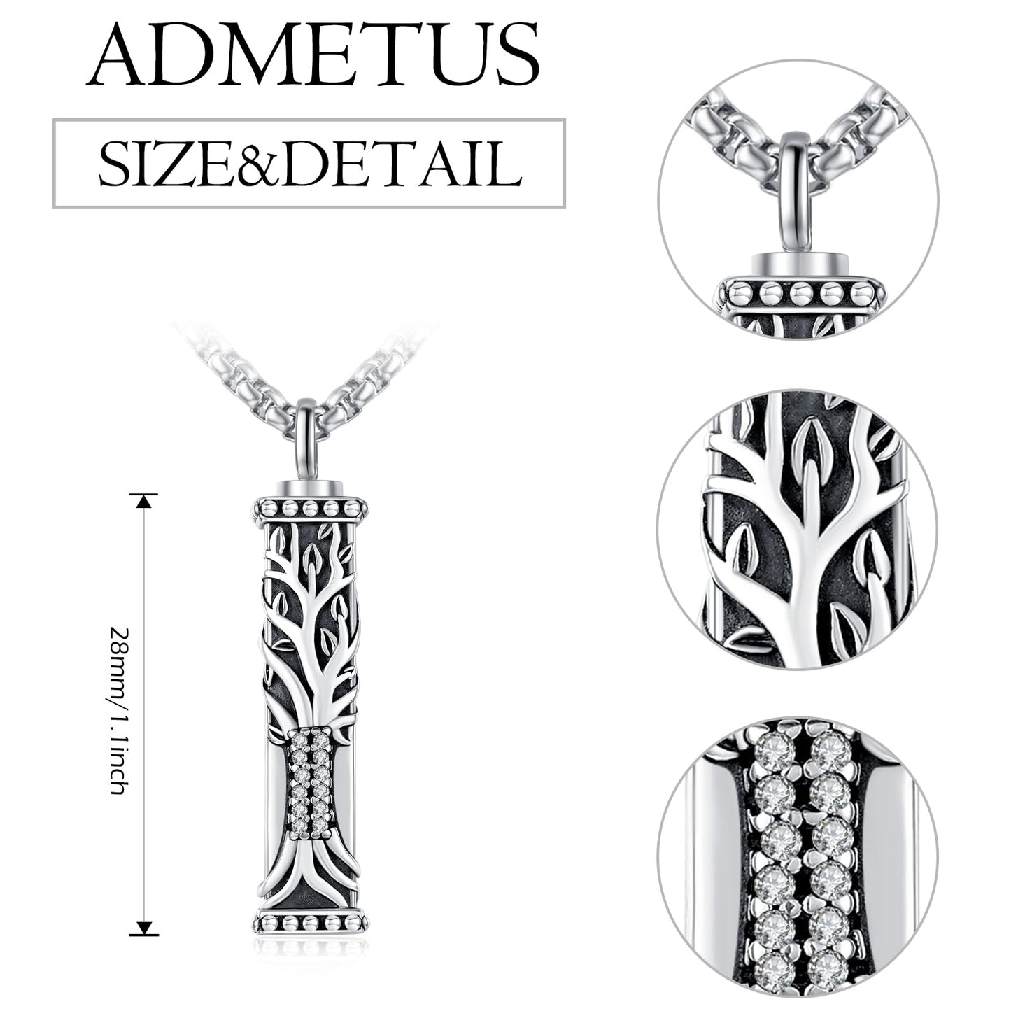 Square Urn Necklaces for Ashes Sterling Silver Tree of Life Ash Pendants Cremation Jewelry Keepsake Pendant Memorial Jewelry Gifts for Ashes of Loved Ones