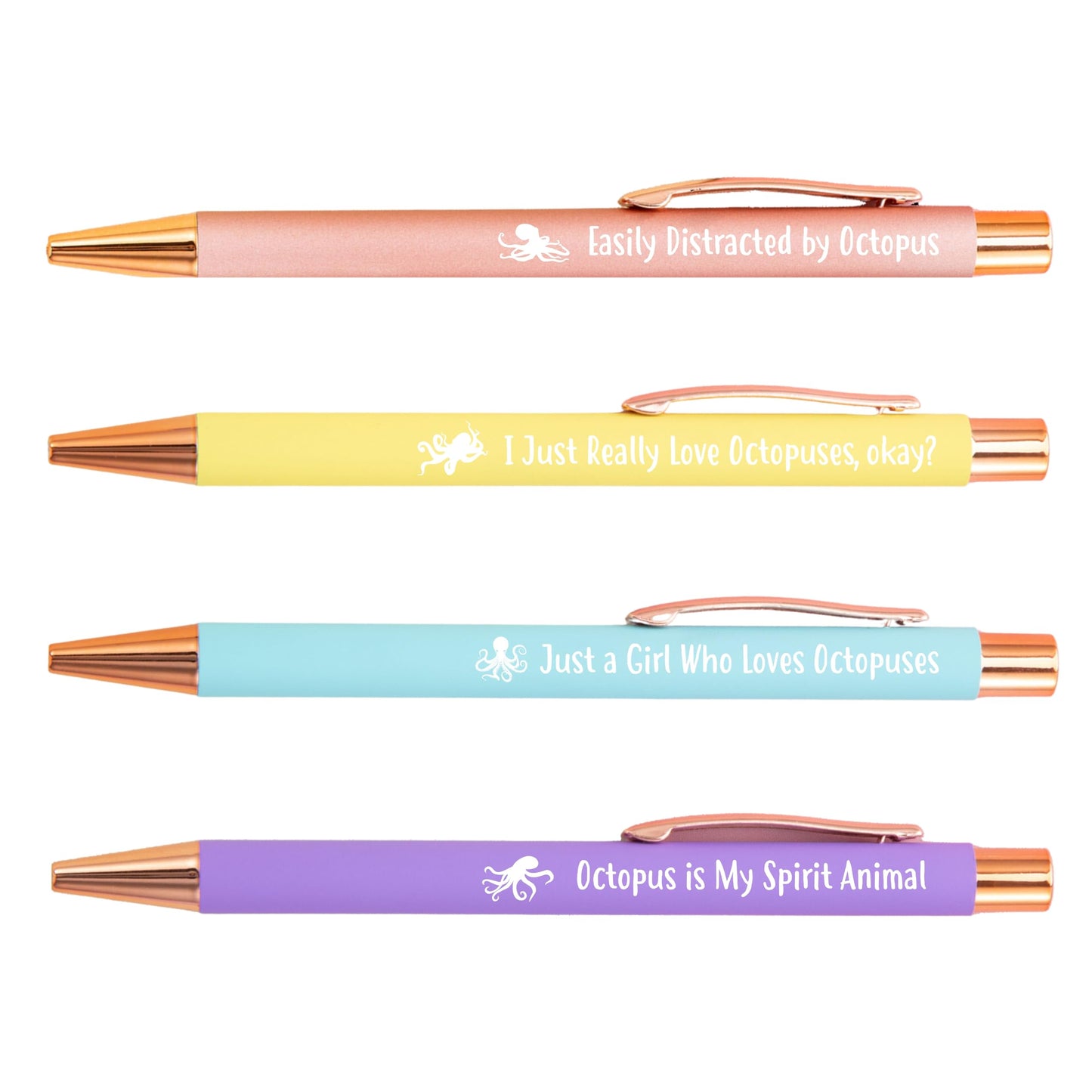 InnoBeta Octopus Gifts for Octopus Lover, Ballpoint Pen Set of 4, Gifts for Octopus Nerd on Birthday, Christmas and any Special Occasion