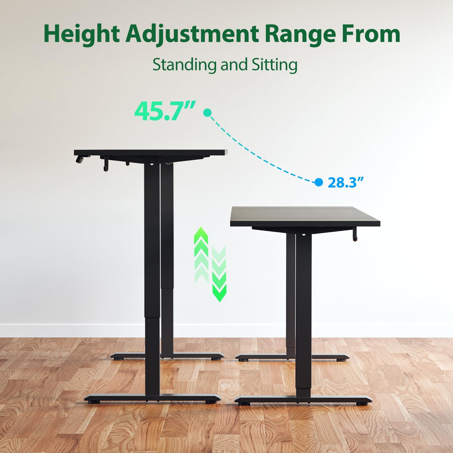 Agilestic Electric Standing Desk, Large 63 x 24 Inches Height Adjustable Desk, Sit Stand up Desk for Work Office Home, Splice Board, Black