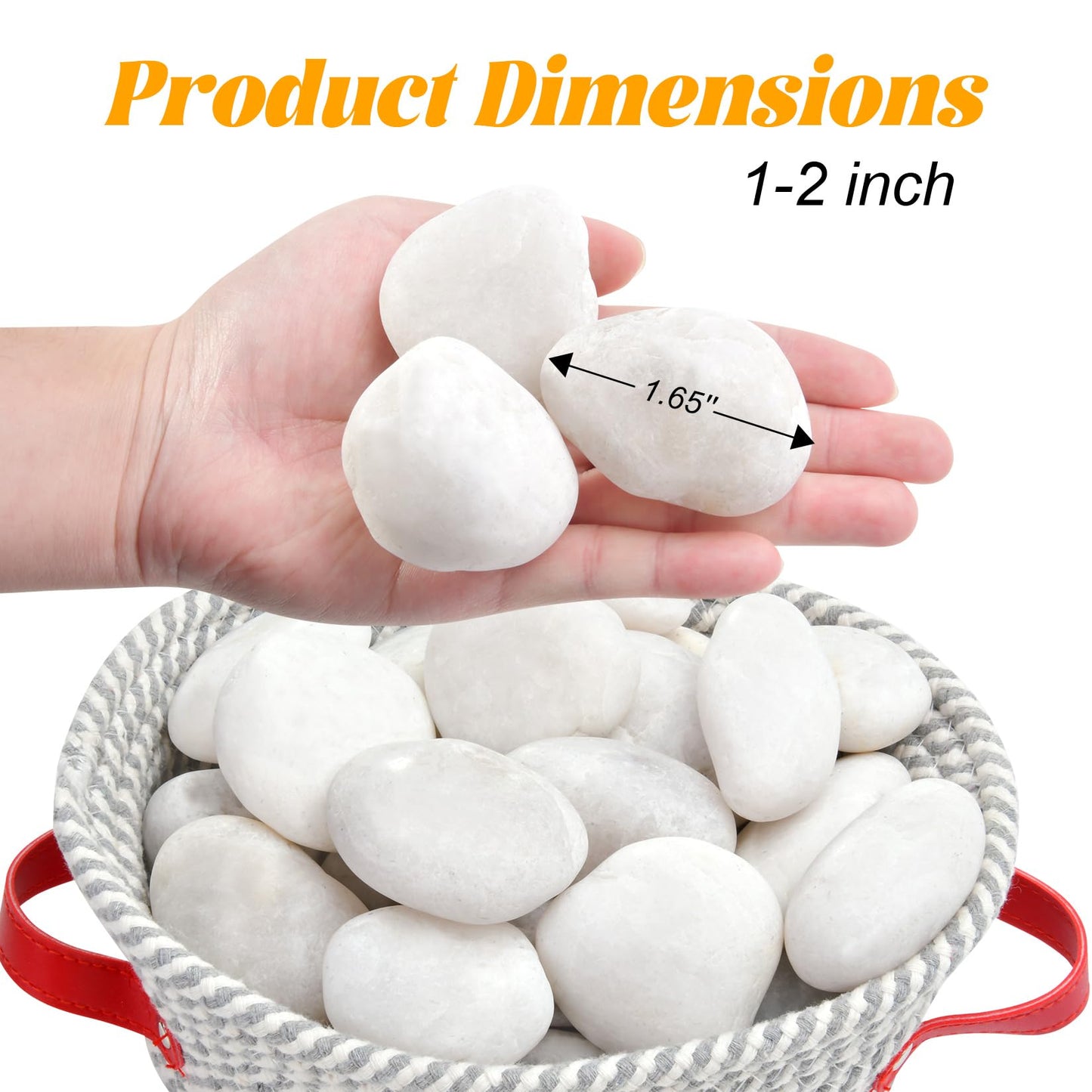 RUOJAS 5 lb Natural Polished White Pebbles, 1-2 Inch Decorative White Rocks for Potted Plants Pot Filling Aquariums Outdoor Street Scape Decorative Rocks