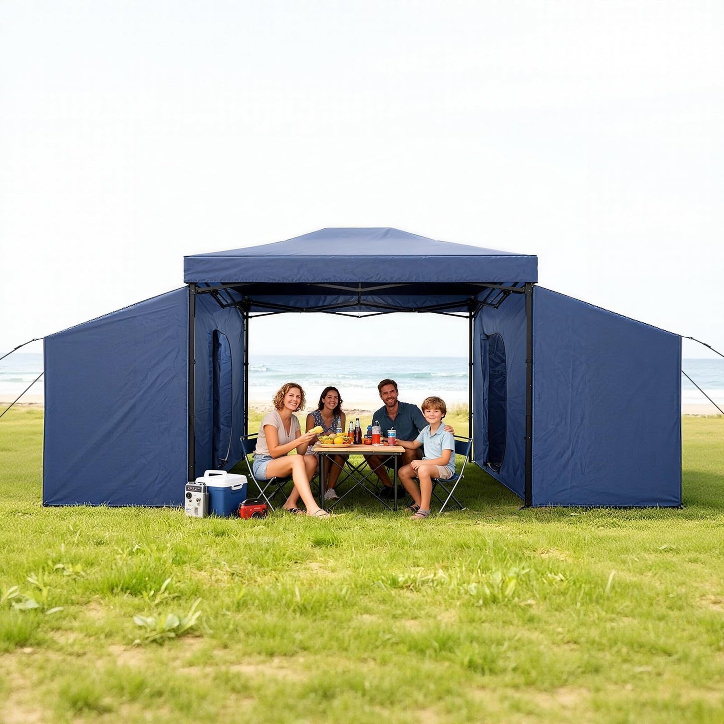 Camping Cube Side Tent for 10x10 Pop Up Canopy, Waterproof Gazebo Room with Mesh Windows, Easy Setup Canopy Side Tent for Family Camping, Market Booth, Backyard Use – Depth 59.1" (Canopy Not Included)