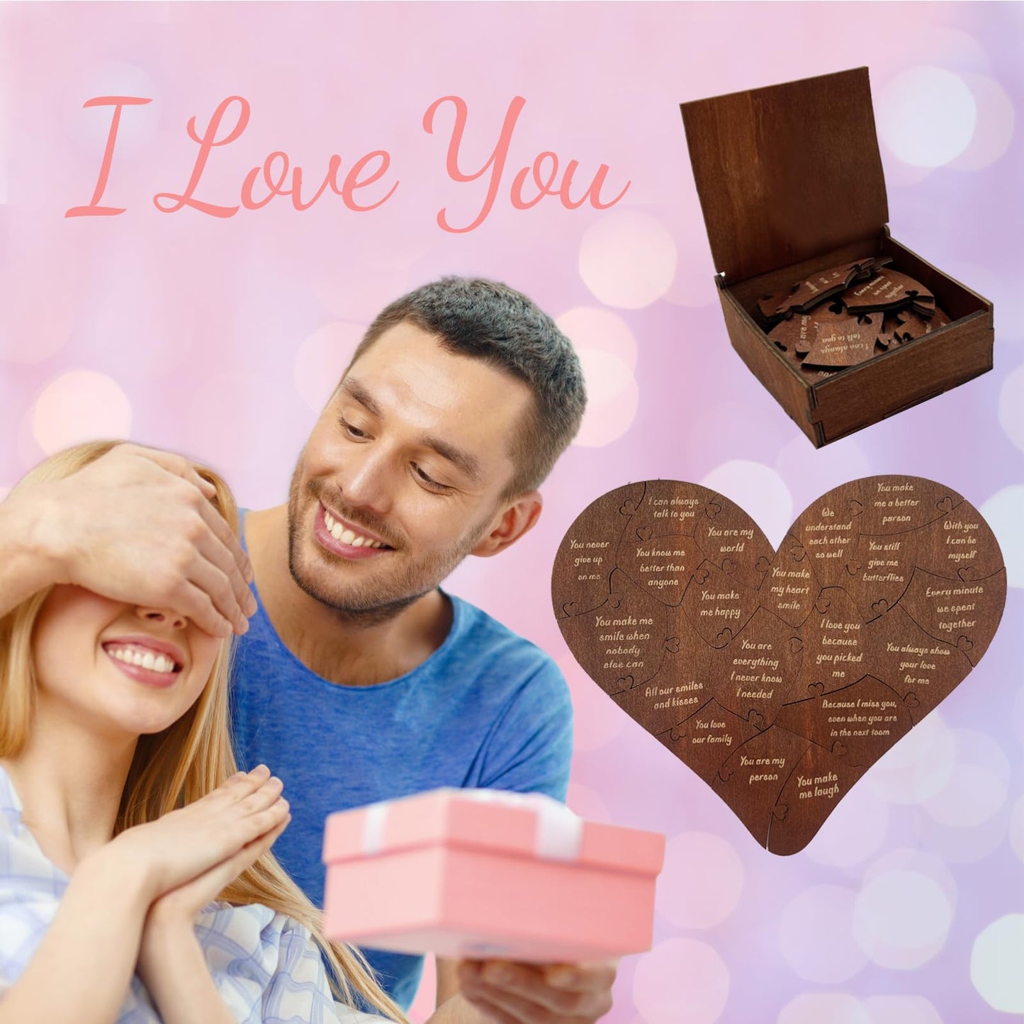 Valentine Gifts for Him or Her,20 Reasons Why I Love You Heart Wooden Puzzle Box,Valentine's,Anniversary Wedding Gifts for Boyfriend,Girlfriend,Husband,Wife