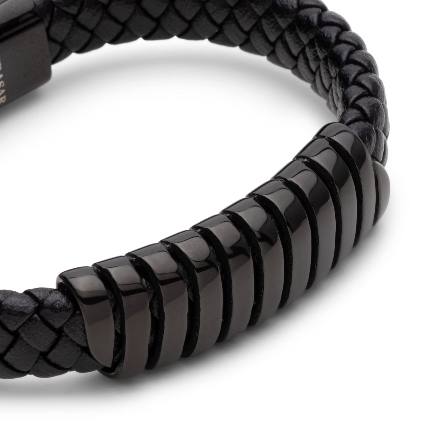 SERASAR Black Bracelet Leather Men 17cm Gift Box Genuine Cowhide Braided Adjust Able Magnetic Clasp Multi Layer Wrap Rope Man Mans Male Mens Bracelets Band Jewelry Magnet Accessories