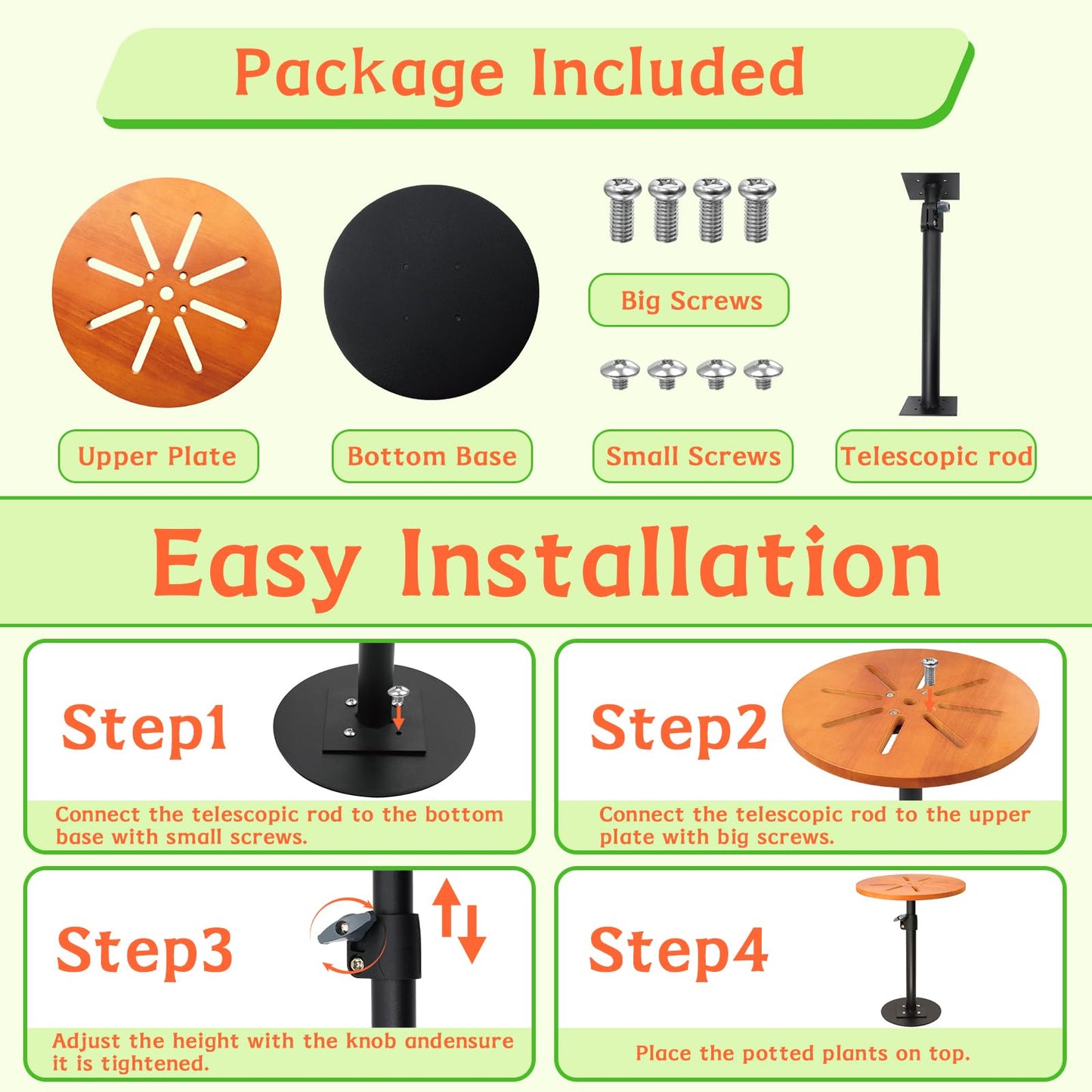 EXCELFU Adjustable Plant Risers for Inside Pots,Planter Inserts for Large Pots and Tall Flower Plant Containers Indoor and Outdoor,12-21” Rise, 6" Base, 10" Top-1pack
