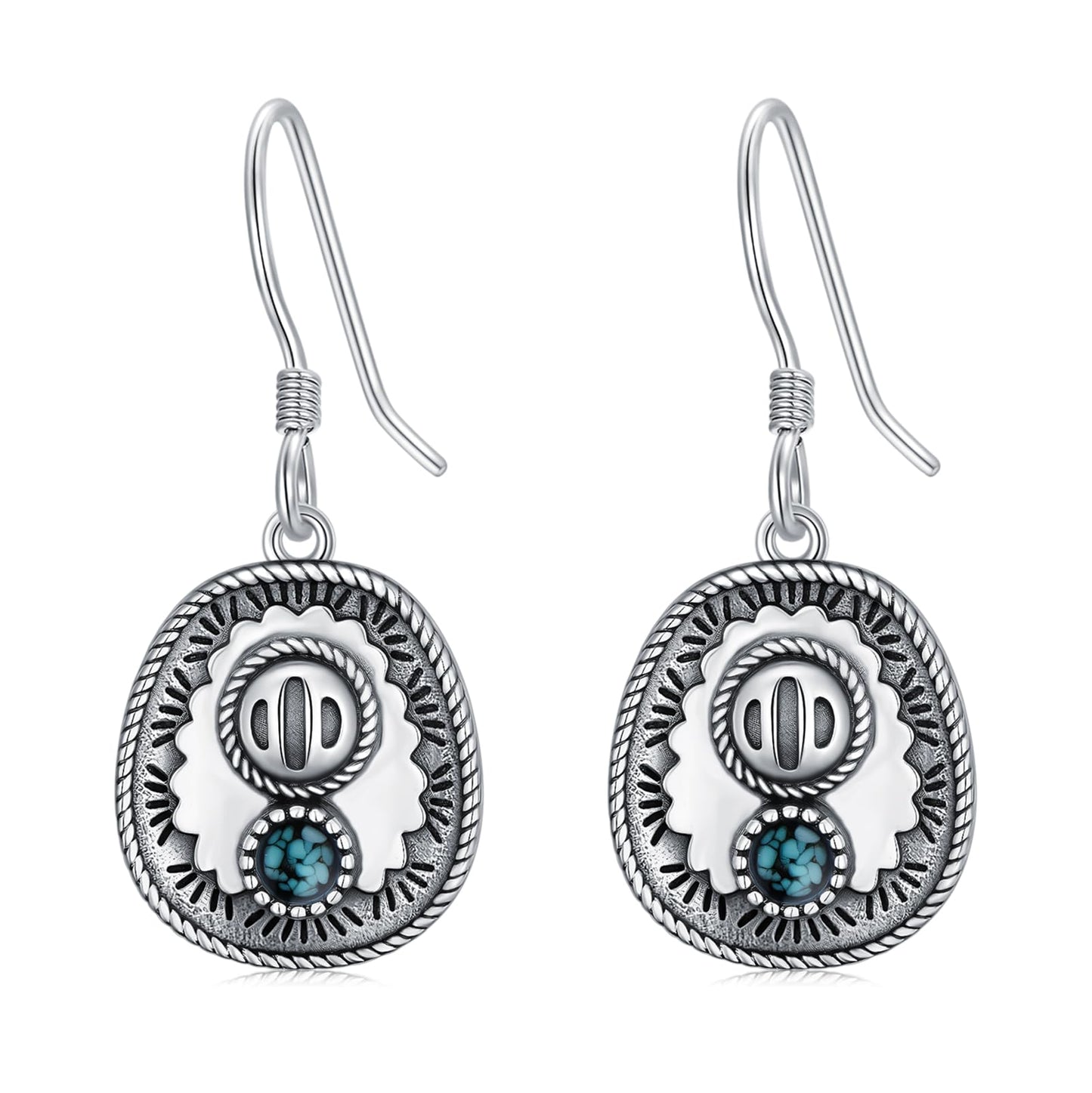 KoyeKei Cowboy Hat Earrings for Women 925 Sterling Silver Cowgirl Hat Turquoise Dangle Drop Earrings Western Country Jewelry Gifts for Daughter Wife Girlfriend