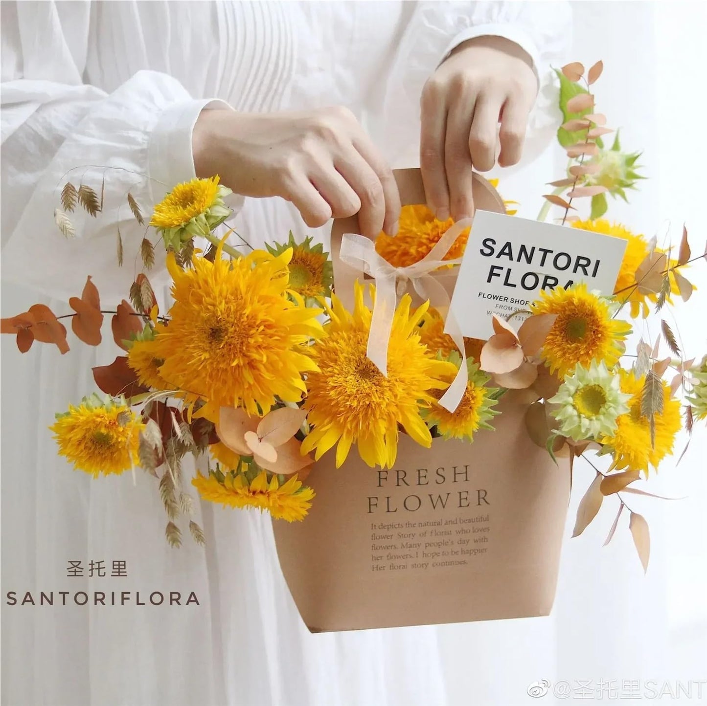 Nikeg Kraft Paper Flower Gift Bags 10Pcs Packaging Flower Boxs Rose Wrapping Handheld Waterproof Kraft Paper Bag Arrangement Valentine'S Day Wedding Decoration Gift(Brown,S 17x 7.5 x32.5cm)