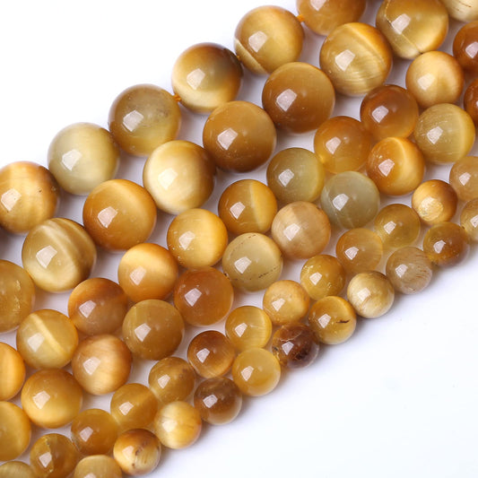 45PCS 8MM AAA Honey Gold Tiger Eye Stone Beads Natural Gemstone Bead Crystal Healing Energy Jewelry Making DIY 15 inches