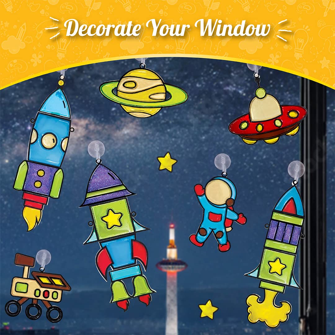 Imagimake Window Art for Kids - Rocket | Suncatcher Kits for Boys, Arts and Crafts for Ages 5-7 | Toys for Boys & Girls Ages 6-8-10-12 | Birthday Gifts for 5 6 7 8 9 10 11 12 Years Old Boys & Girls
