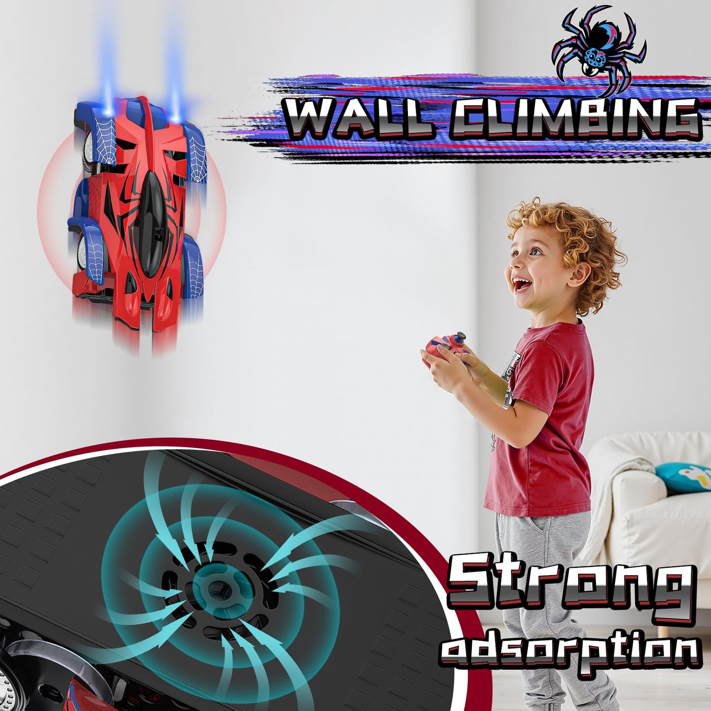 FirYawee Wall Climbing Remote Control Car, 360° Rotating RC Stunt Car with Headlight, Rechargeable RC Cars Toys for 3 4 5 6 7 8-12 Year Old Boys Girls Kids