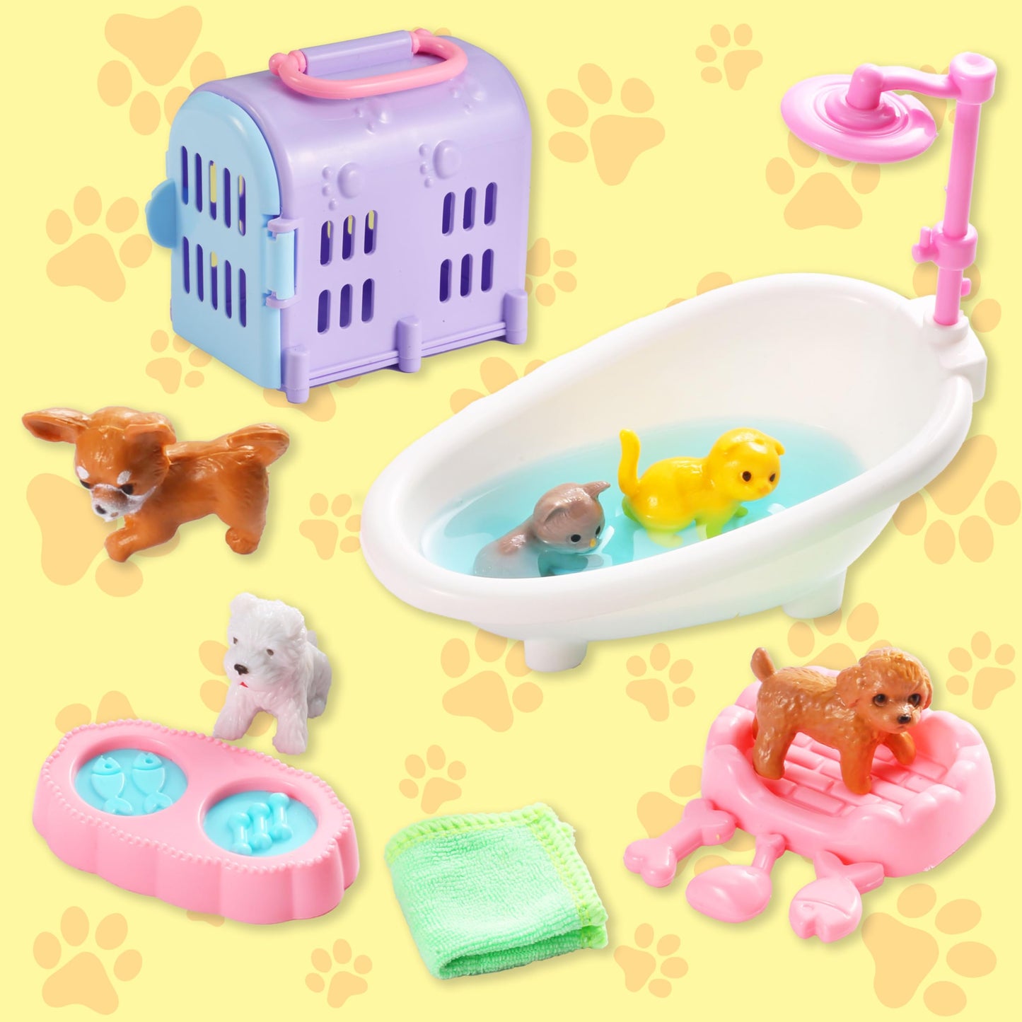 Carolart Pet Sensory bin,Dog and Cat Sandbox for Kids,Kids Play Sand Kit,Pet Play Set with Sensory Sand,Pet Care Play Set,Role Pretend Play Beach Toy Birthday Gift for Girls Boys 3 4 5 6 Years Old
