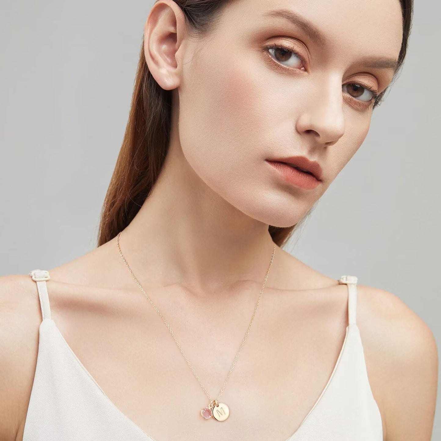 Hidepoo Mom Birthday Gifts for Female - Initial Alexandrite Birthstone Necklaces for Women, Mothers Day Personalized Gift for Woman Wife Grandma, Disc Initial O Necklace, June Birthstone Jewelry