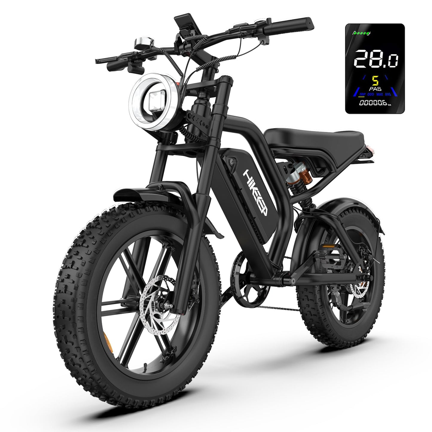 HiKeep Electric Bike for Adults - 20 x 4 Inch Fat Tire, 750W/Peak 1500W Motor, 48V15.6AH Detachable Battery, 4 Riding Modes Electric Dirt Bike, 7 Speed Electric Motorcycle, 28MPH UL 2849 Certified