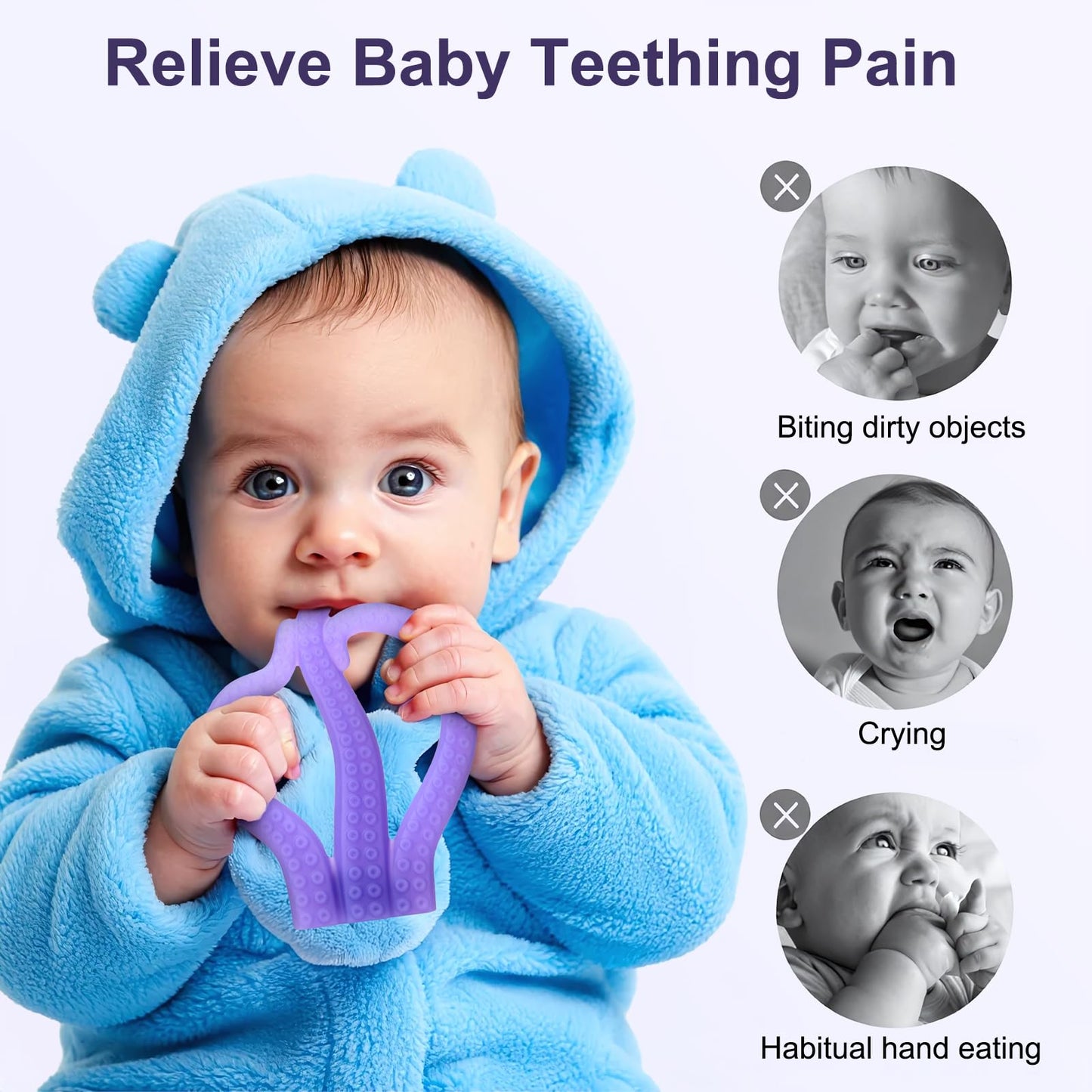 Teething Toys 3-6 Months, Baby Teethers 6-12 Months, Silicone Teething Toys for Baby Relief 0-12 Months, Octopus BPA-Free Chew Toy for Newborn, Sensory Toy Gift for Boy Girl-B