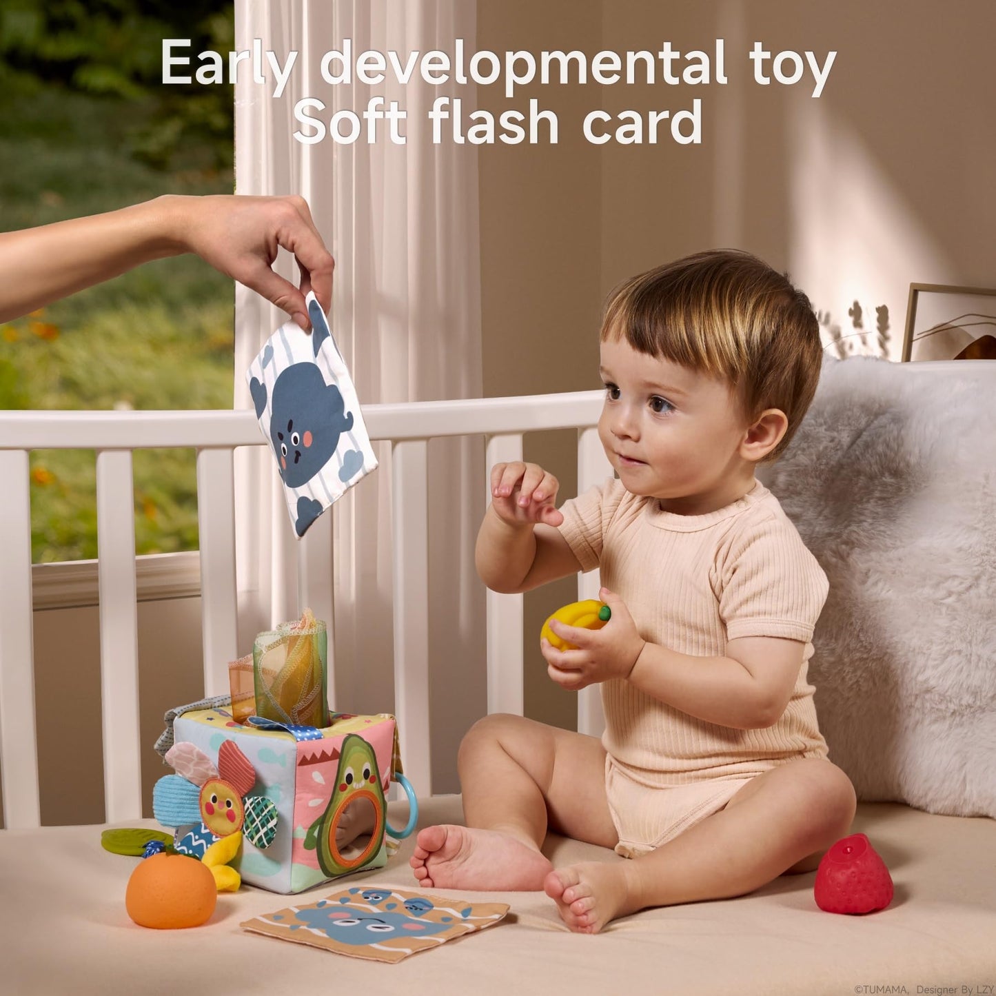 TUMAMA Baby Tissue Box Toys - Montessori Baby Toys for 6-12 Months, Soft Crinkle Sensory Toys for Babies 0-12 Months
