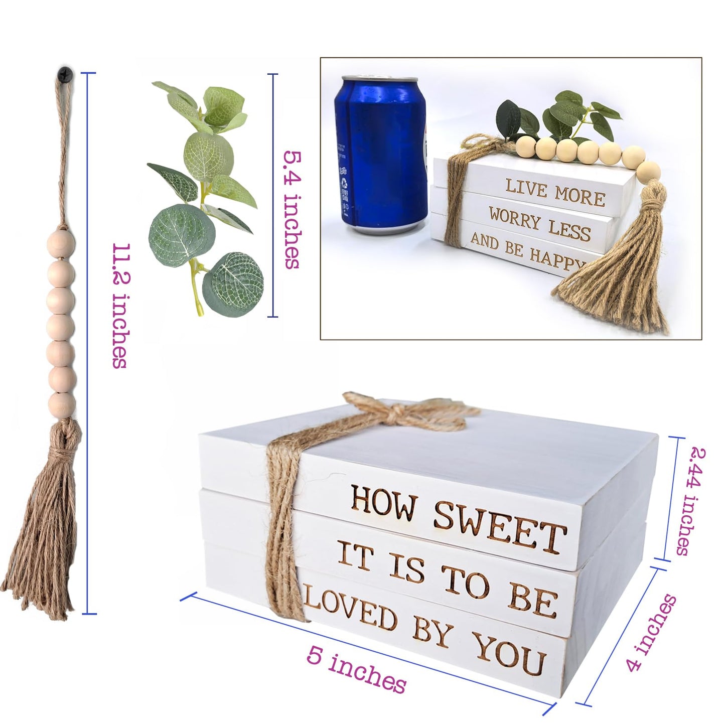 Mini Decorative Coffee Table Books - Set of 3 Faux Books for Decoration, Living Room, Entryway, Bookshelf, Inspirational Christian Gifts