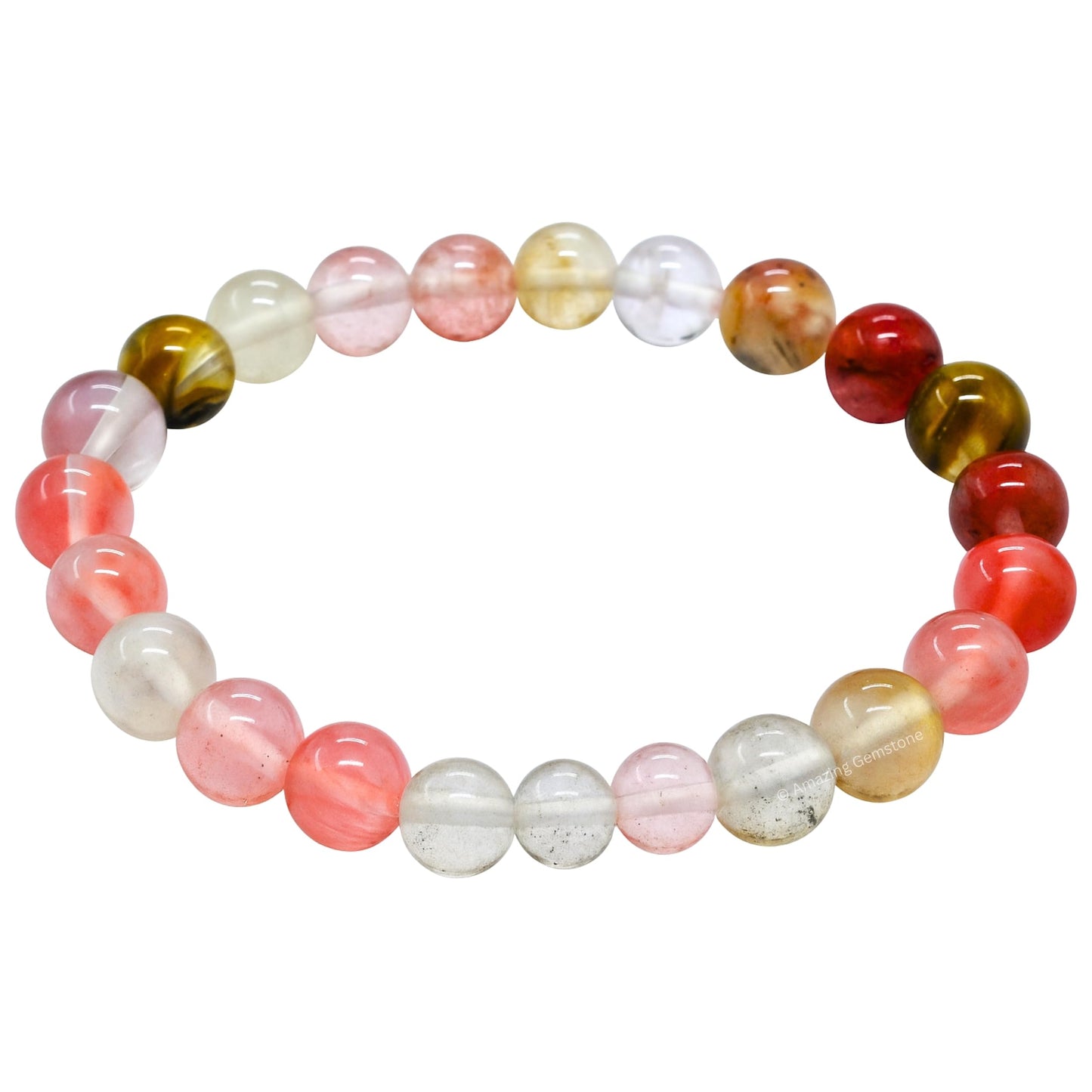 Amazing Gemstone Crystal Bracelet for Women Men's Gifts - Protection Healing Crystal Bracelet - 8mm Gemstone Beaded Stretchable Bracelet Pulseras Para Hombres Mujer Stocking Stuffers Mothers Day Gift (Multi Cherry Quartz)