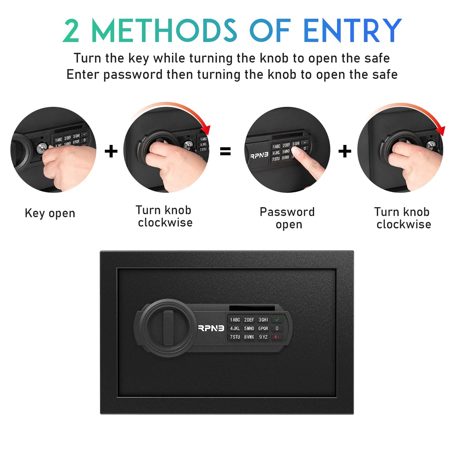 RPNB Deluxe Safe and Lock Box, Digital Keypad Safe Box, Steel Alloy Small Safes, Keypad Lock, Perfect for Home Office Hotel Business Jewelry Cash Use Storage