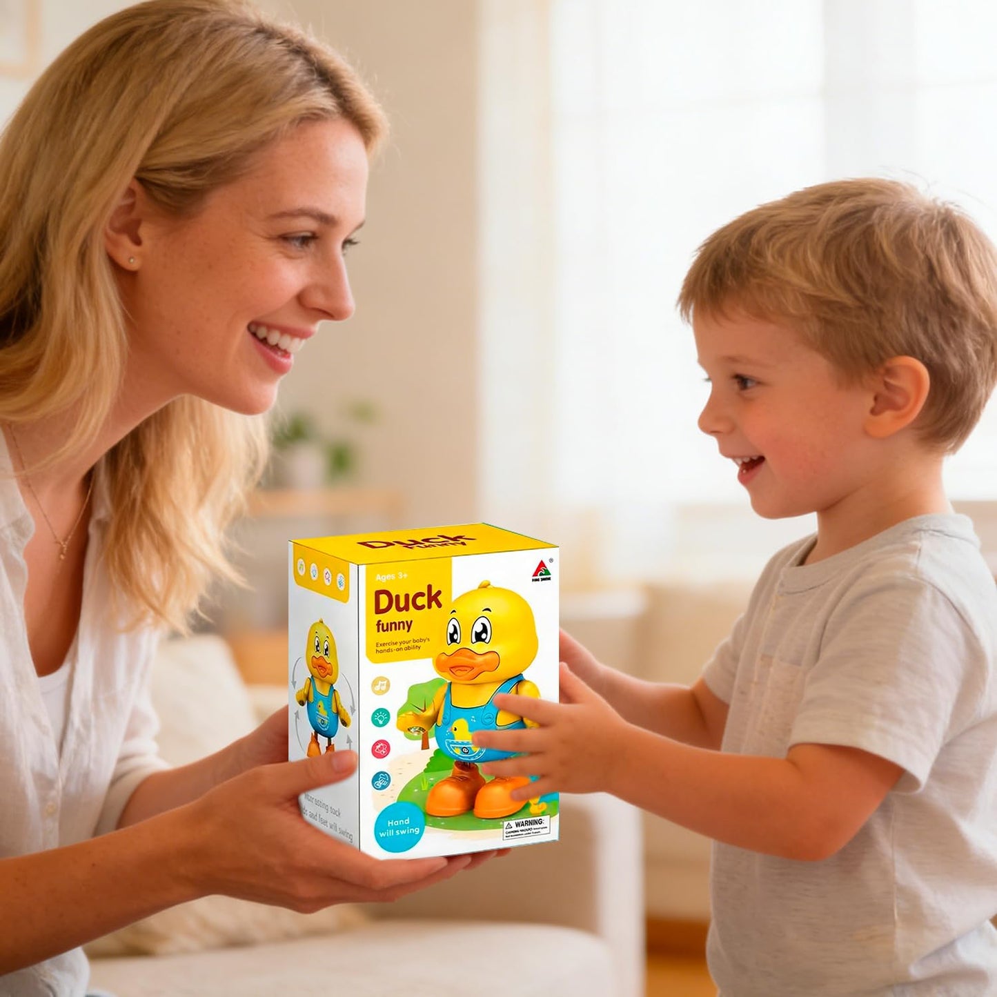 lonfypeng ‌Interactive Dancing Duck Musical Toy for Toddlers, Flashing Lights & Melodies, Baby Musical Easter Duck Toy Dancing Crawling Tummy Time Toys Birthday Easter Gifts