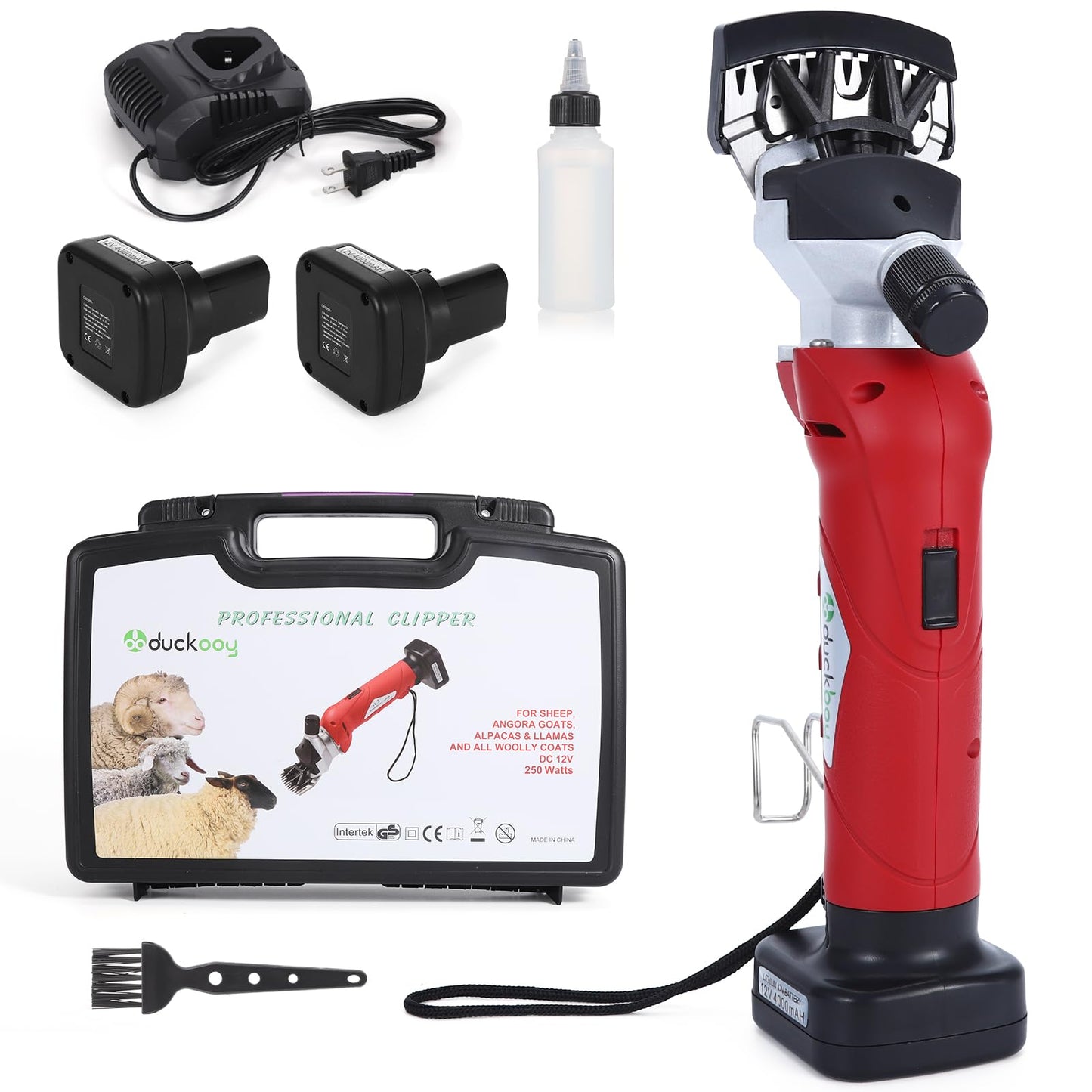 DUCKBOY Cordless Sheep Shears Clippers, Rechargeable Animal Pet Hair Clipper Groomer Shears 380W 18V for Animal, Goats, Cattle, Farm Livestock Pet, Hair Shaving
