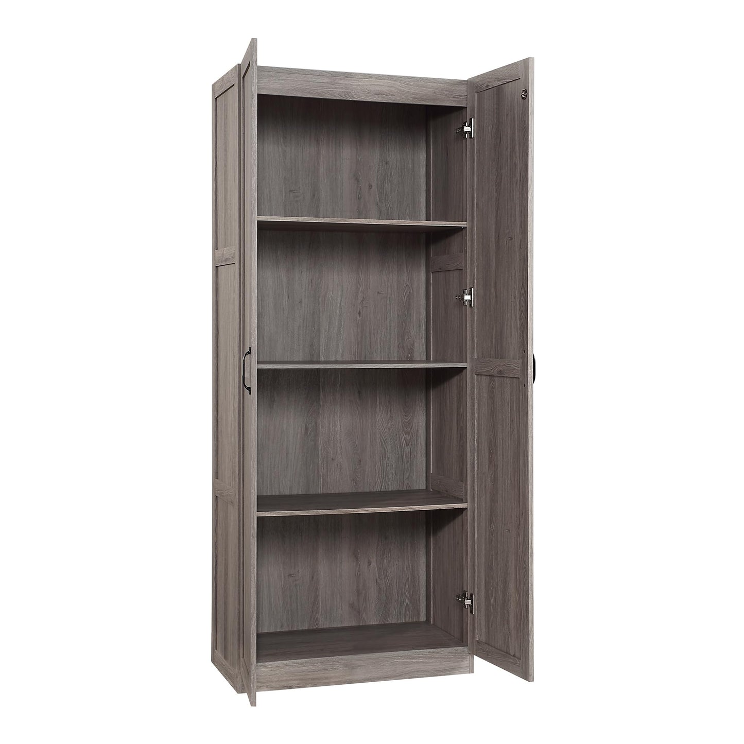 Manhattan Comfort Cornelia Modern Storage Cabinet with Doors and Shelves 2.0 - Tall Freestanding Wardrobe Closet with 4 Adjustable Cubbies for Bedroom or Linen Use, Set of 1, Grey