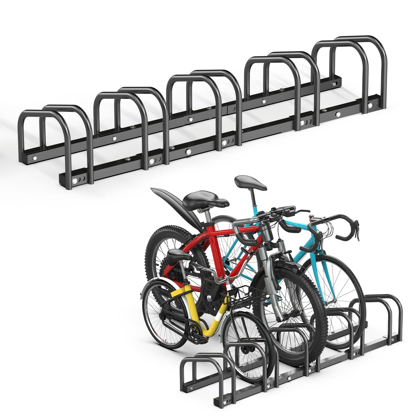 Ultrawall Bike Storage Rack for Garage, 5 Bikes Floor Bike Stand, Bicycle Parking Holder Stand for Indoor/Outdoor, Fit 22-28" Wheel Tire Width 2.1"